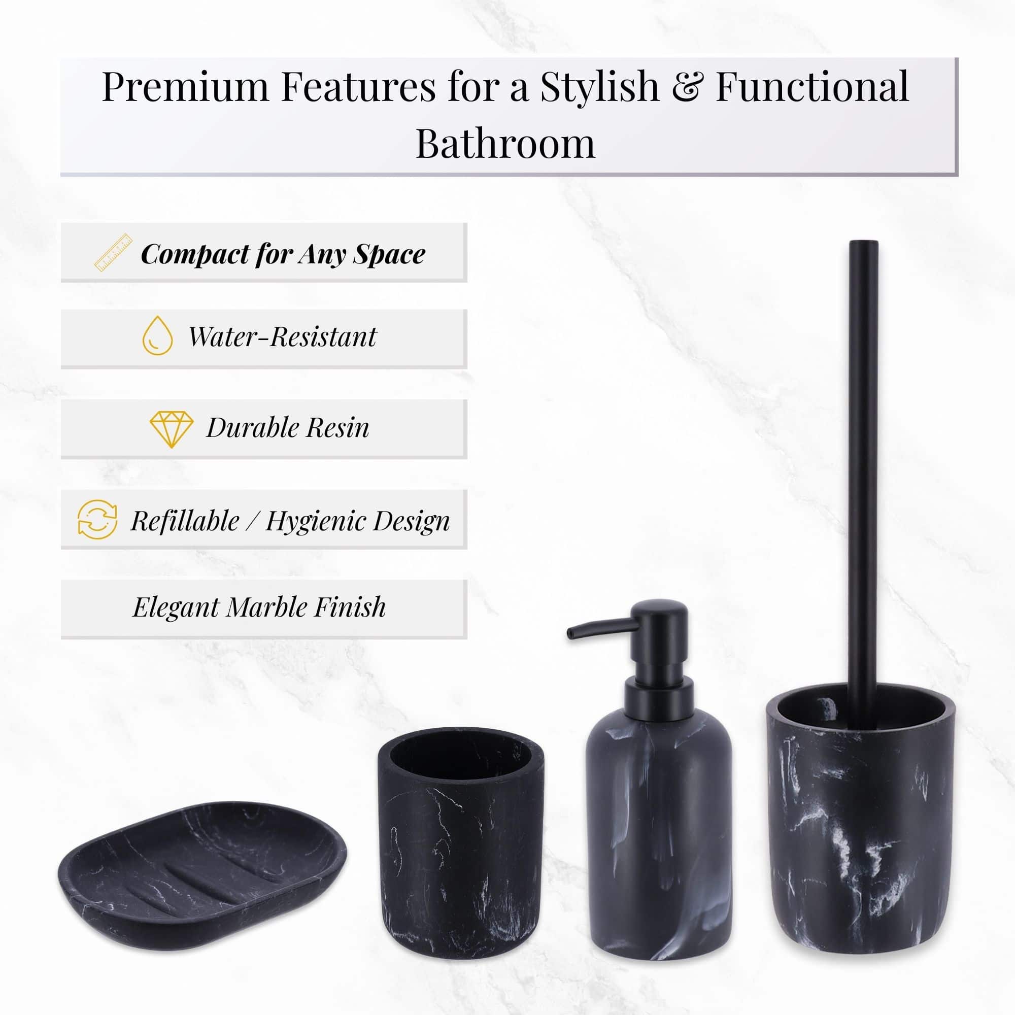 evideco-bathroom-accessories-set-salle-de-bain-marbre-noir-4-pi-ces image 4