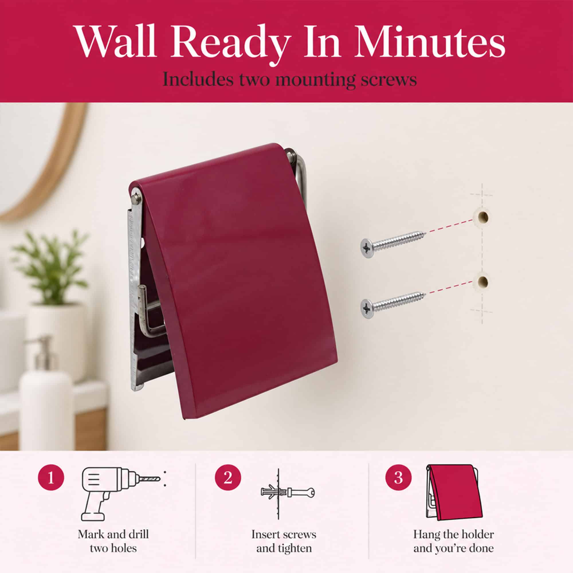 evideco-d-rouleur-papier-toilette-fuchsia-porte-rouleau-mural image 5
