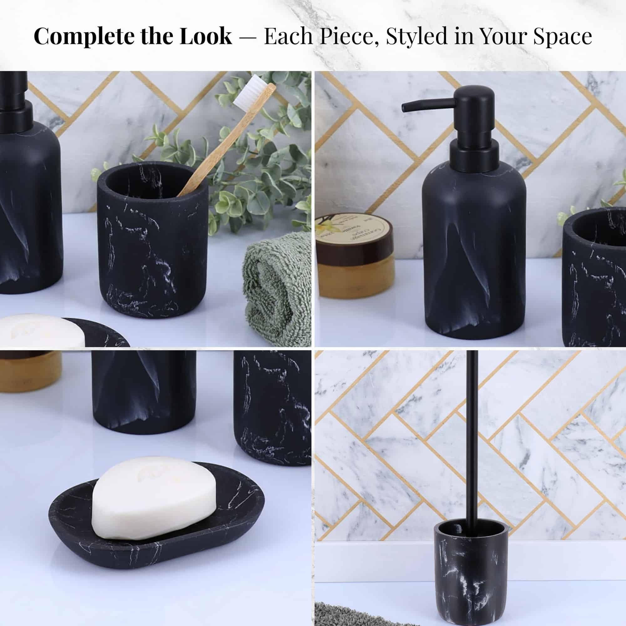 evideco-bathroom-accessories-set-salle-de-bain-marbre-noir-4-pi-ces image 7