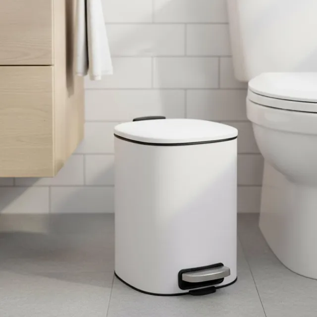 evideco-poubelle-carr-e-blanche-m-tal-5l-p-dale-fermeture-douce image 1