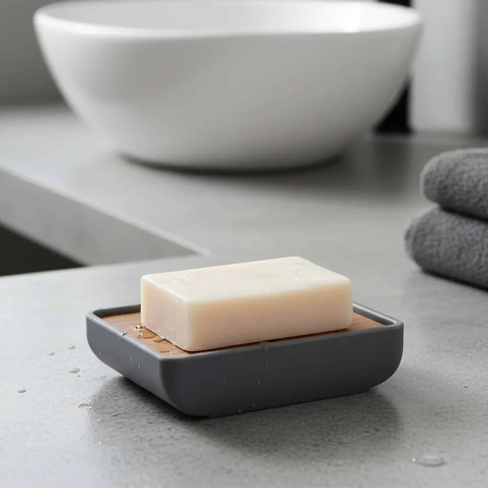 evideco-bathroom-accessories-porte-savon-gris-acacia-caoutchouc image 1