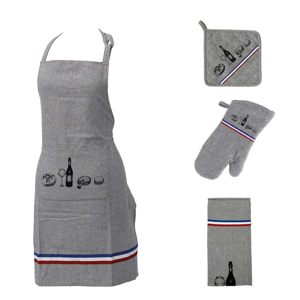 evideco-home-accessories-ensemble-cuisine-4-pi-ces-gris-gourmet-coton image 1
