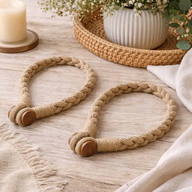 evideco-home-accessories-embrasse-rideau-magn-tique-jute-lot-2-cru image 1