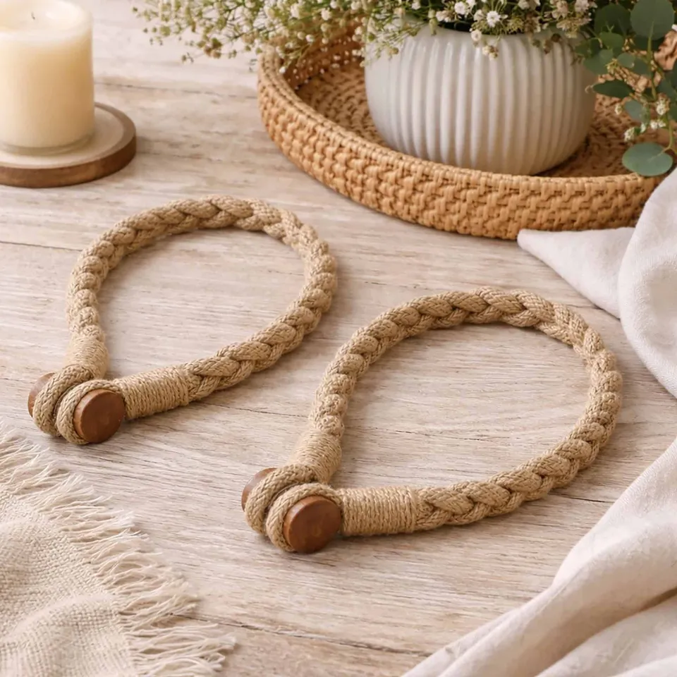 evideco-home-accessories-embrasse-rideau-magn-tique-jute-lot-2-cru image 1