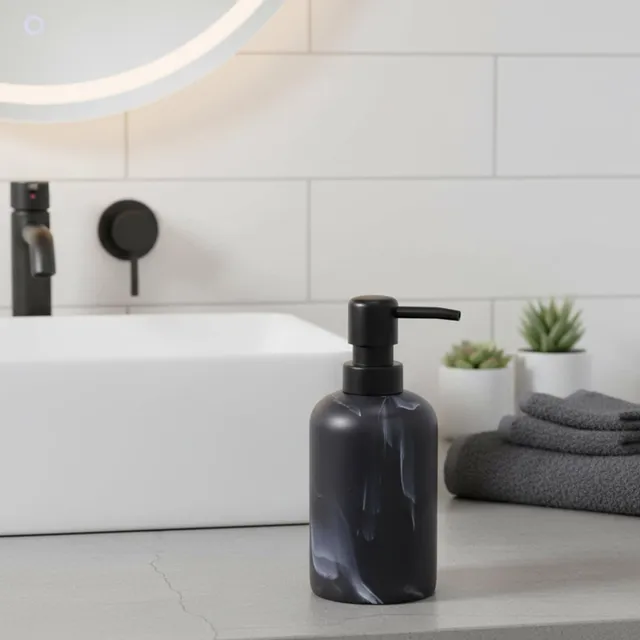 evideco-bathroom-accessories-distributeur-savon-r-sine-marbre-noir-10oz image 1