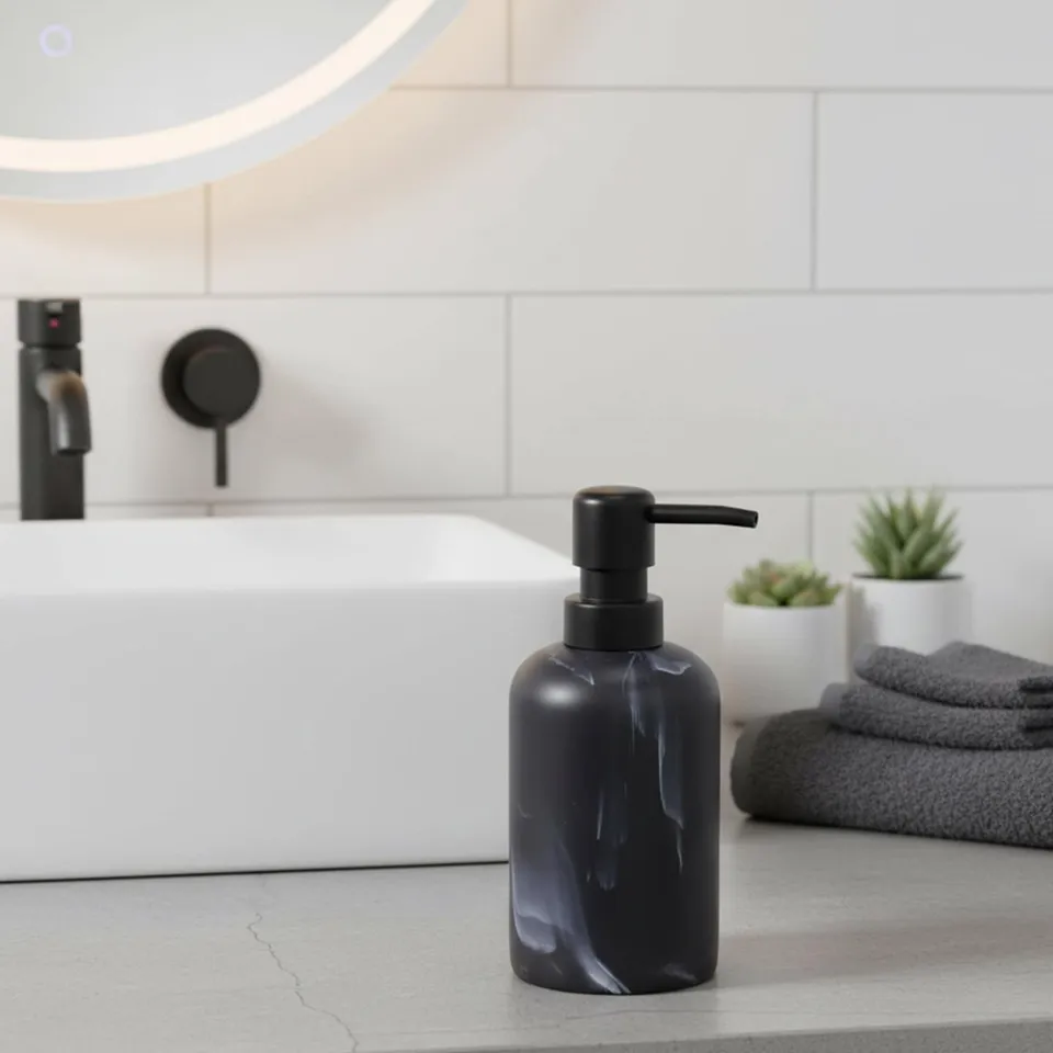 evideco-bathroom-accessories-distributeur-savon-r-sine-marbre-noir-10oz image 1