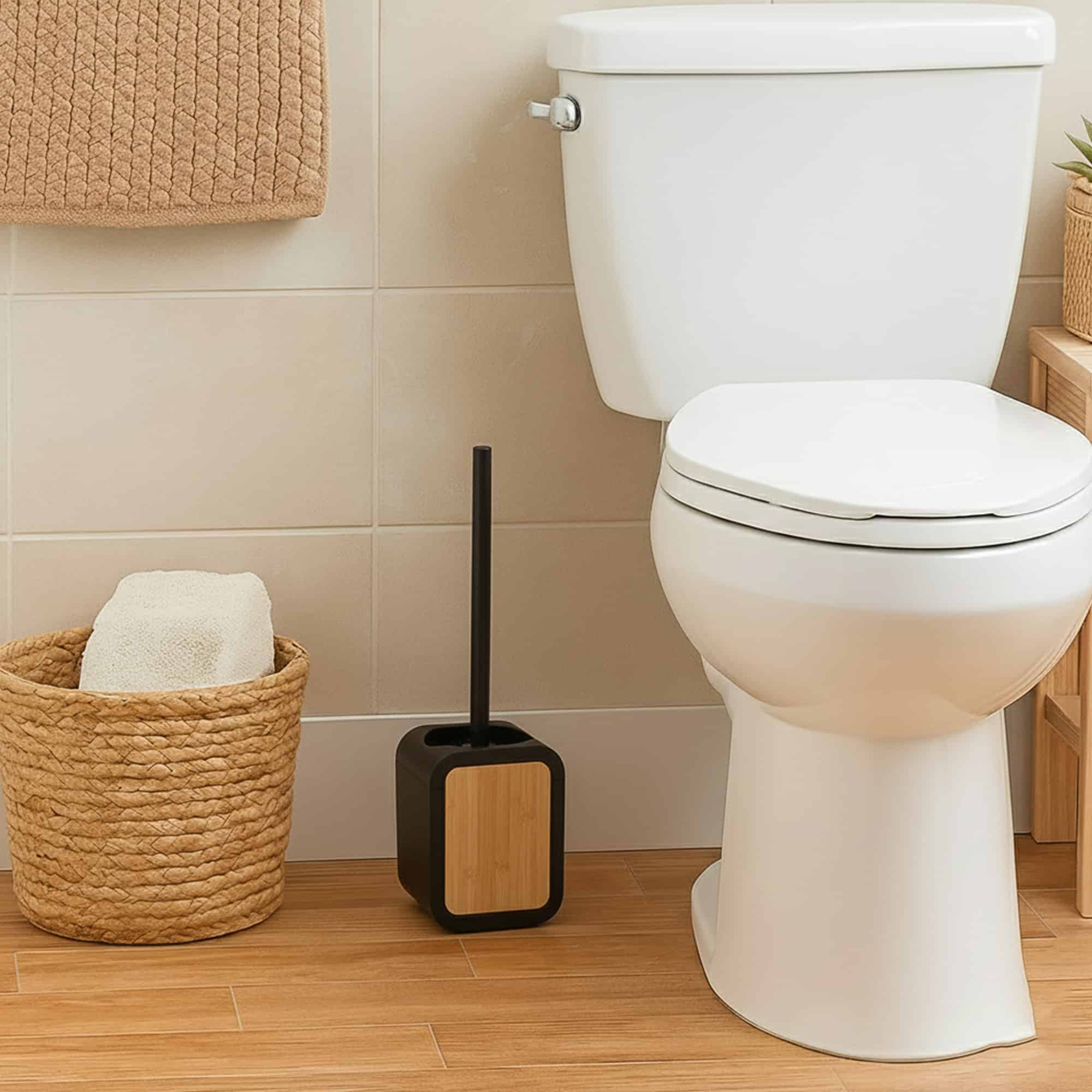 evideco-brosse-wc-noir-avec-support-caoutchouc-et-bambou image 2