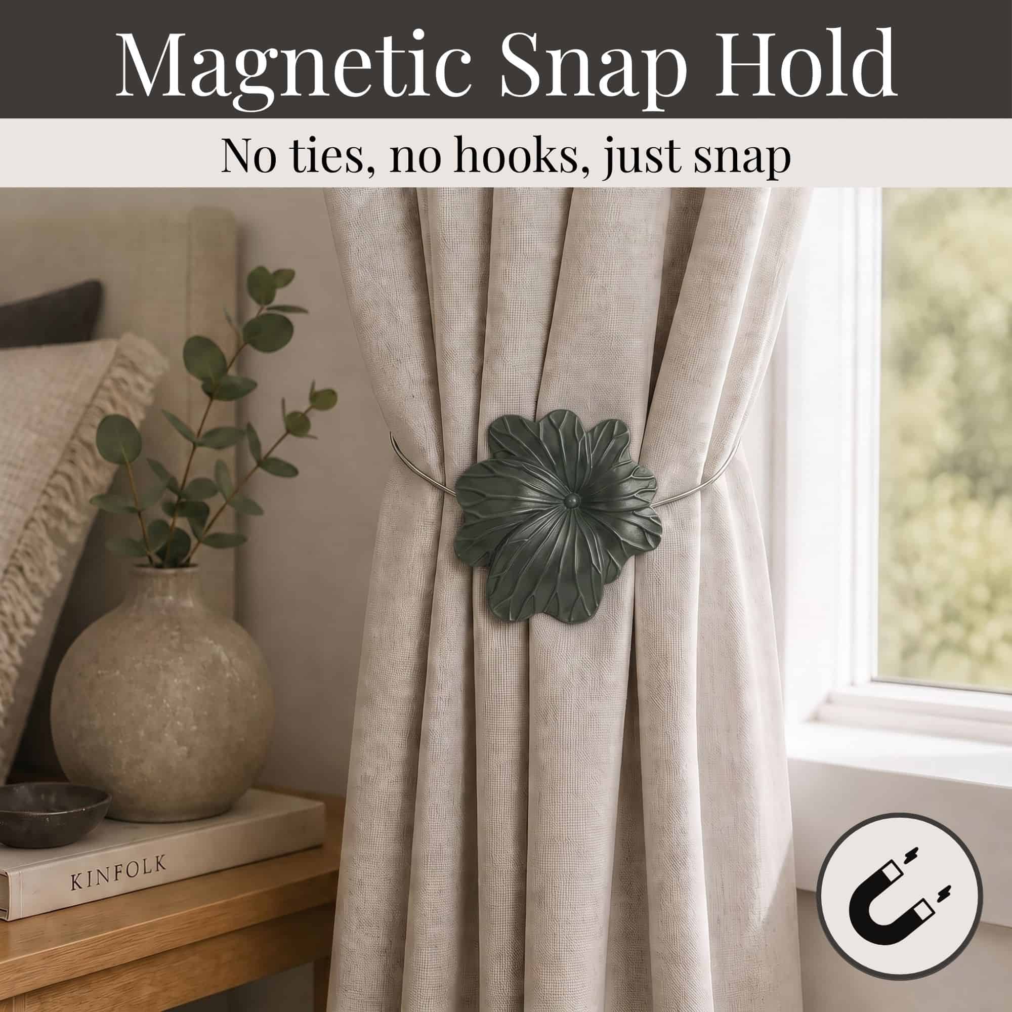 evideco-home-accessories-embrasse-rideau-fleur-kaki-r-sine-magn-tique image 2