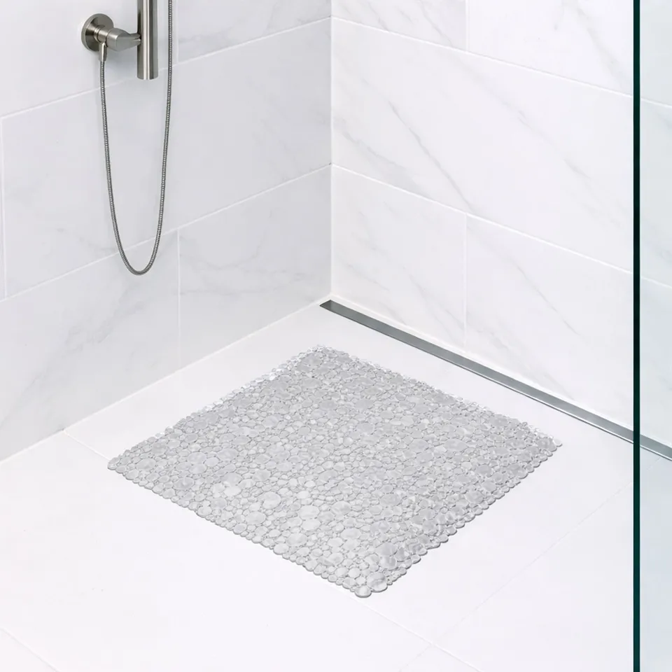evideco-bubbles-tapis-douche-carr-gris-perle-50x50-cm-pvc image 1