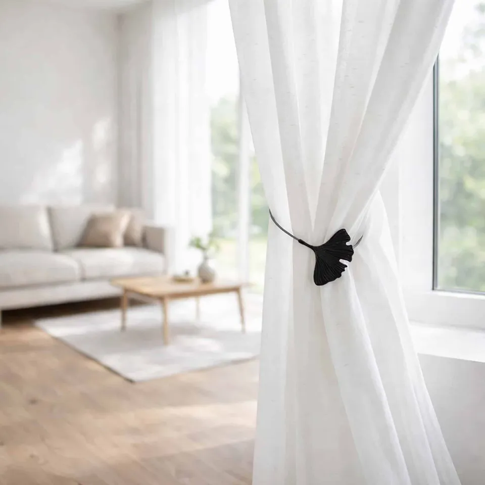 evideco-home-accessories-embrasse-rideau-magn-tique-noire-ginkgo image 1