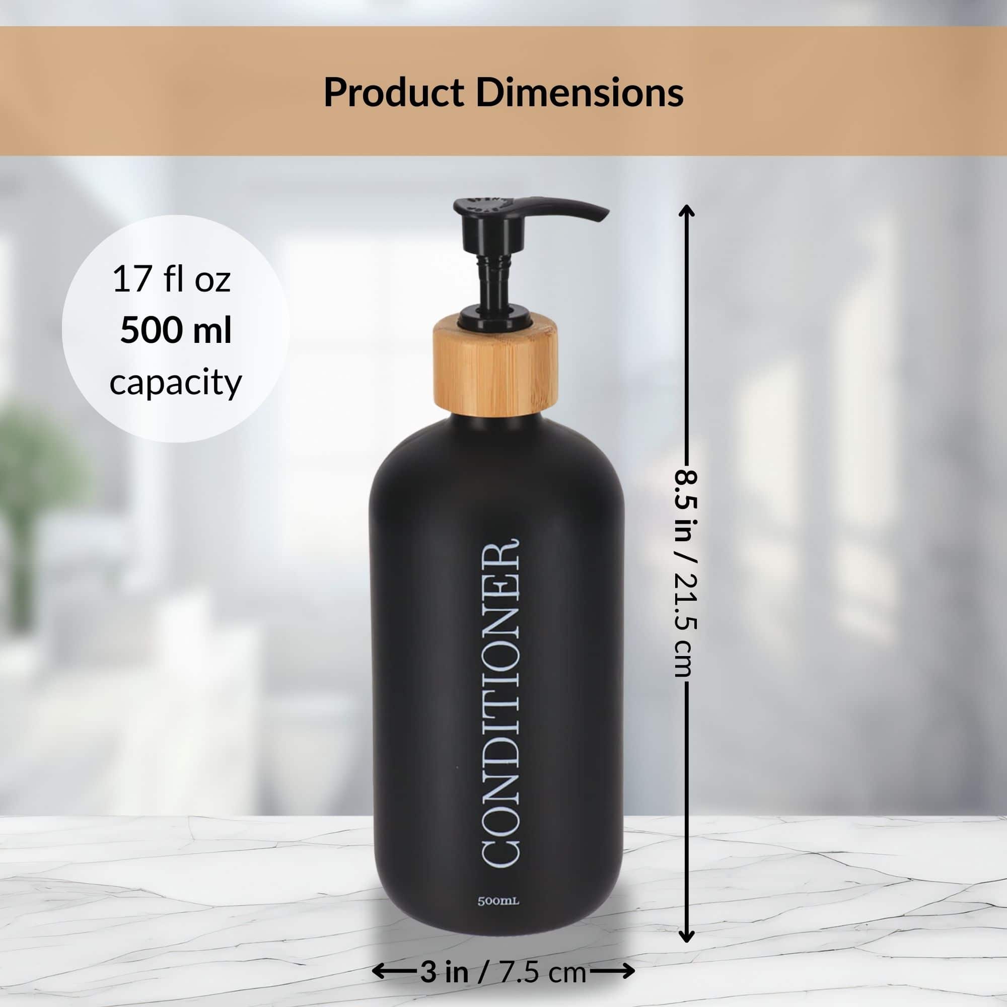 evideco-bathroom-accessories-distributeur-apr-s-shampoing-500-ml-noir-mat-verre image 6