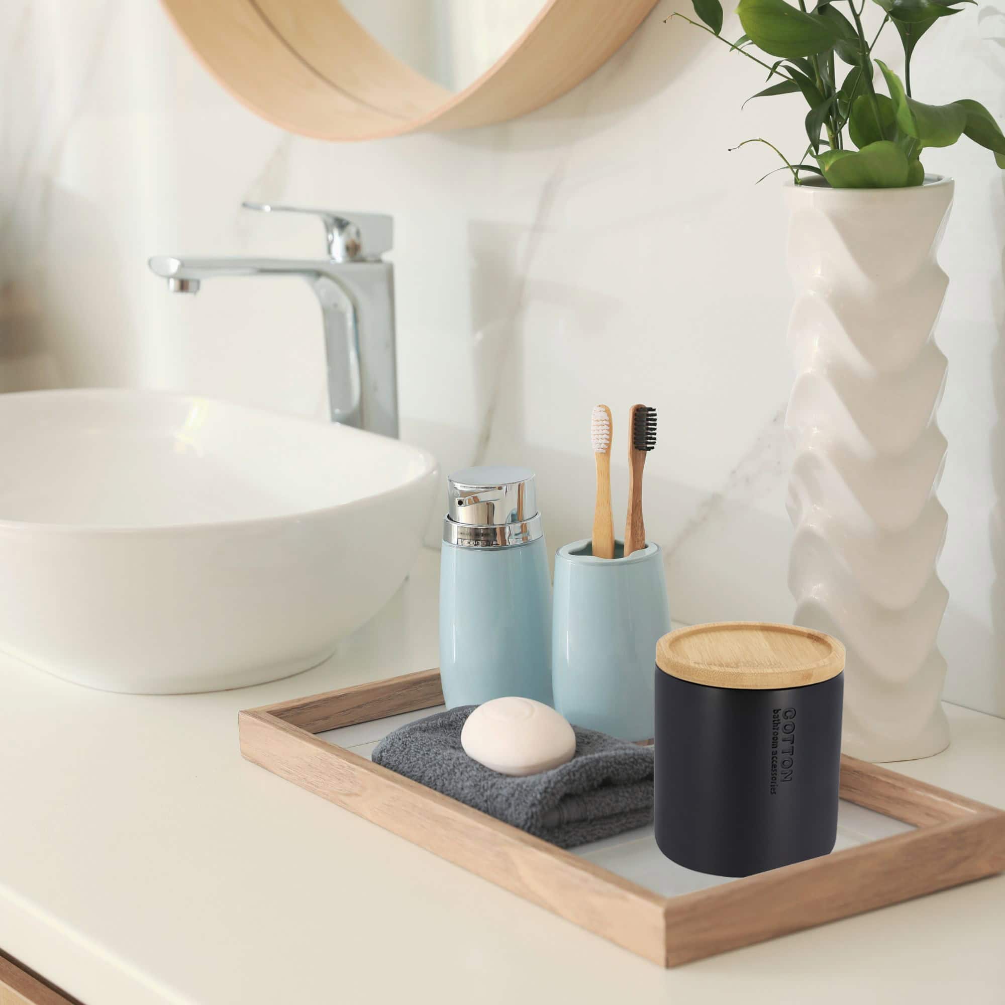 evideco-bo-te-cotons-tiges-noir-mat-bambou-salle-de-bain image 5