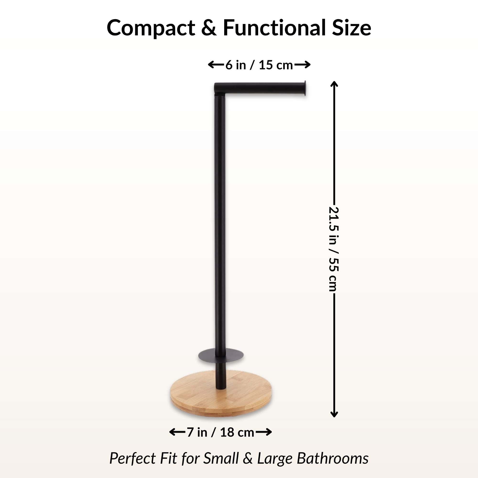 evideco-porte-papier-toilette-sur-pied-noir-base-bambou-4-rouleaux image 7