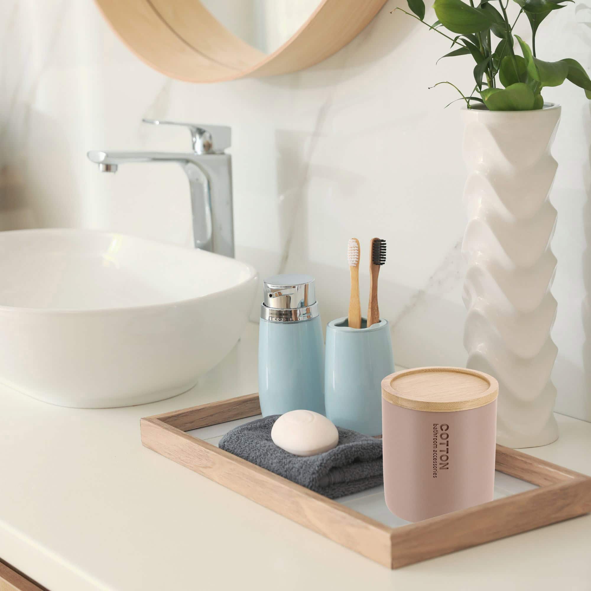 evideco-bathroom-accessories-bo-te-coton-cappuccino-couvercle-bambou image 6
