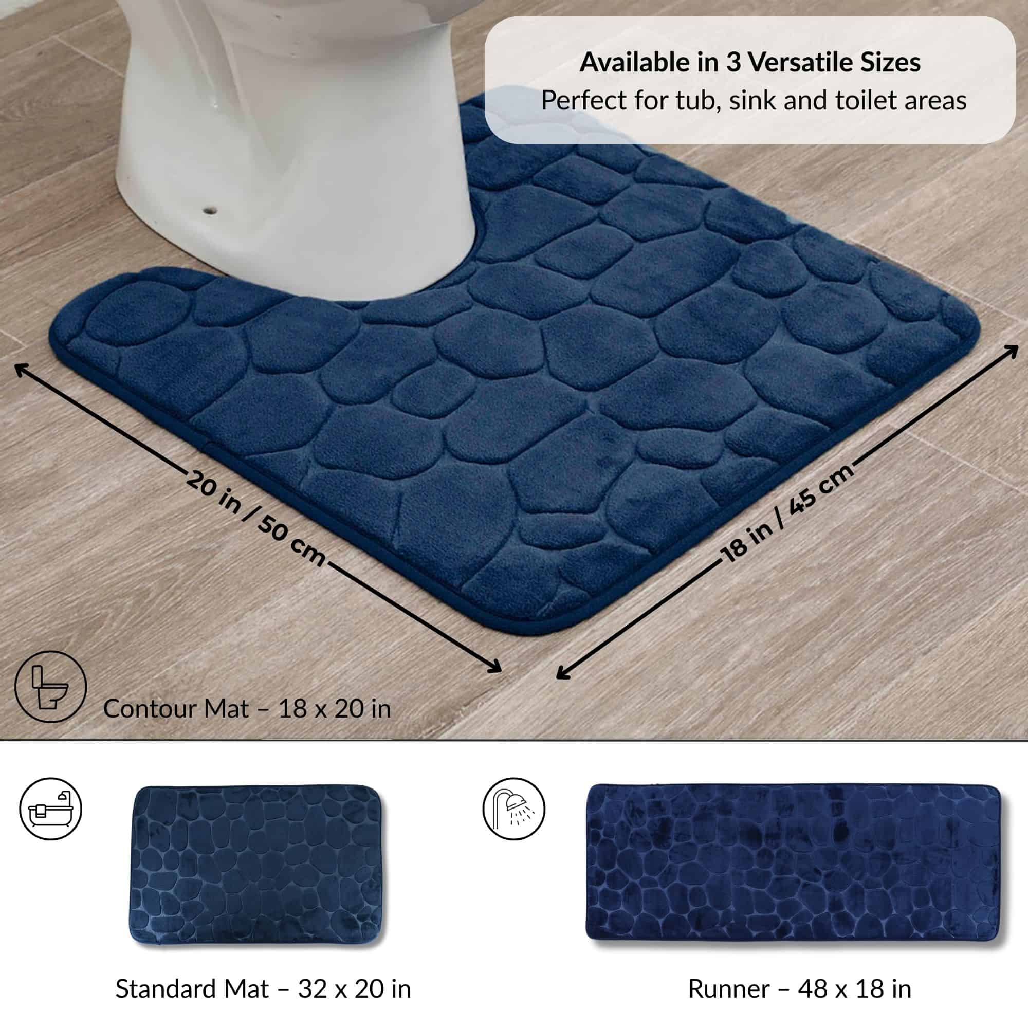 evideco-bathroom-mats-tapis-wc-contour-18x20-bleu-marine-m-moire-de-forme image 5