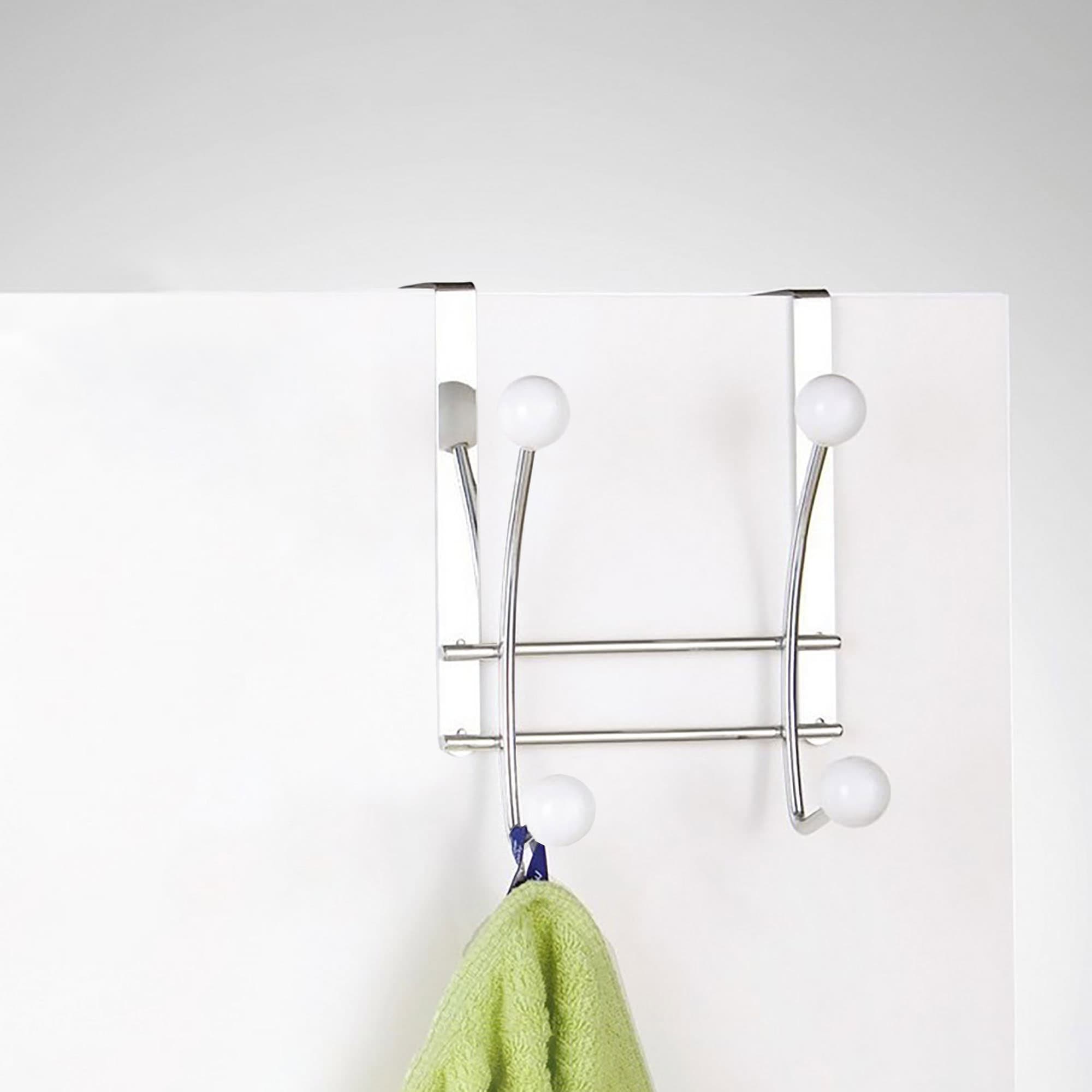 evideco-porte-manteau-de-porte-chrome-4-crochets-blancs image 2