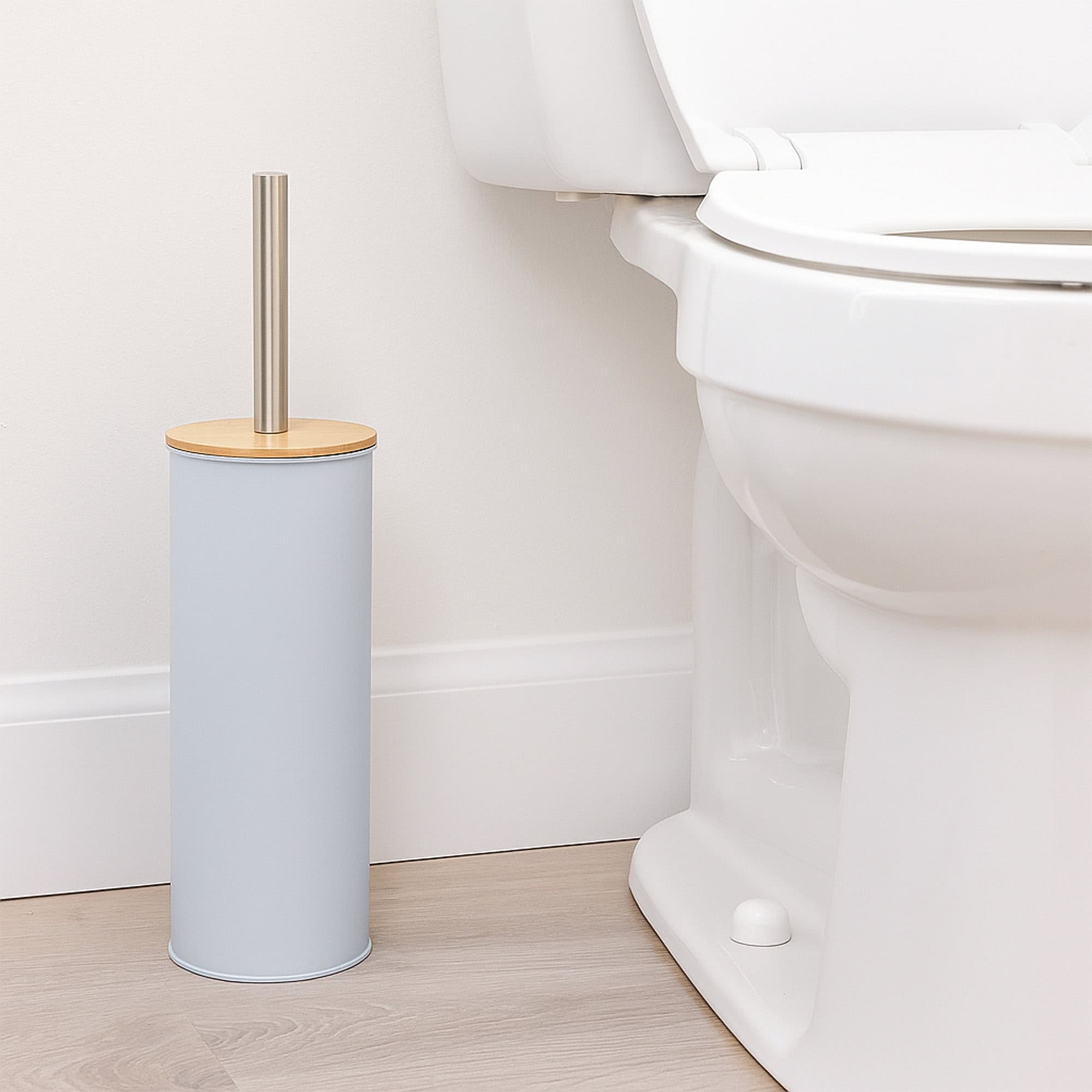evideco-brosse-wc-bleu-clair-m-tal-couvercle-bambou image 1