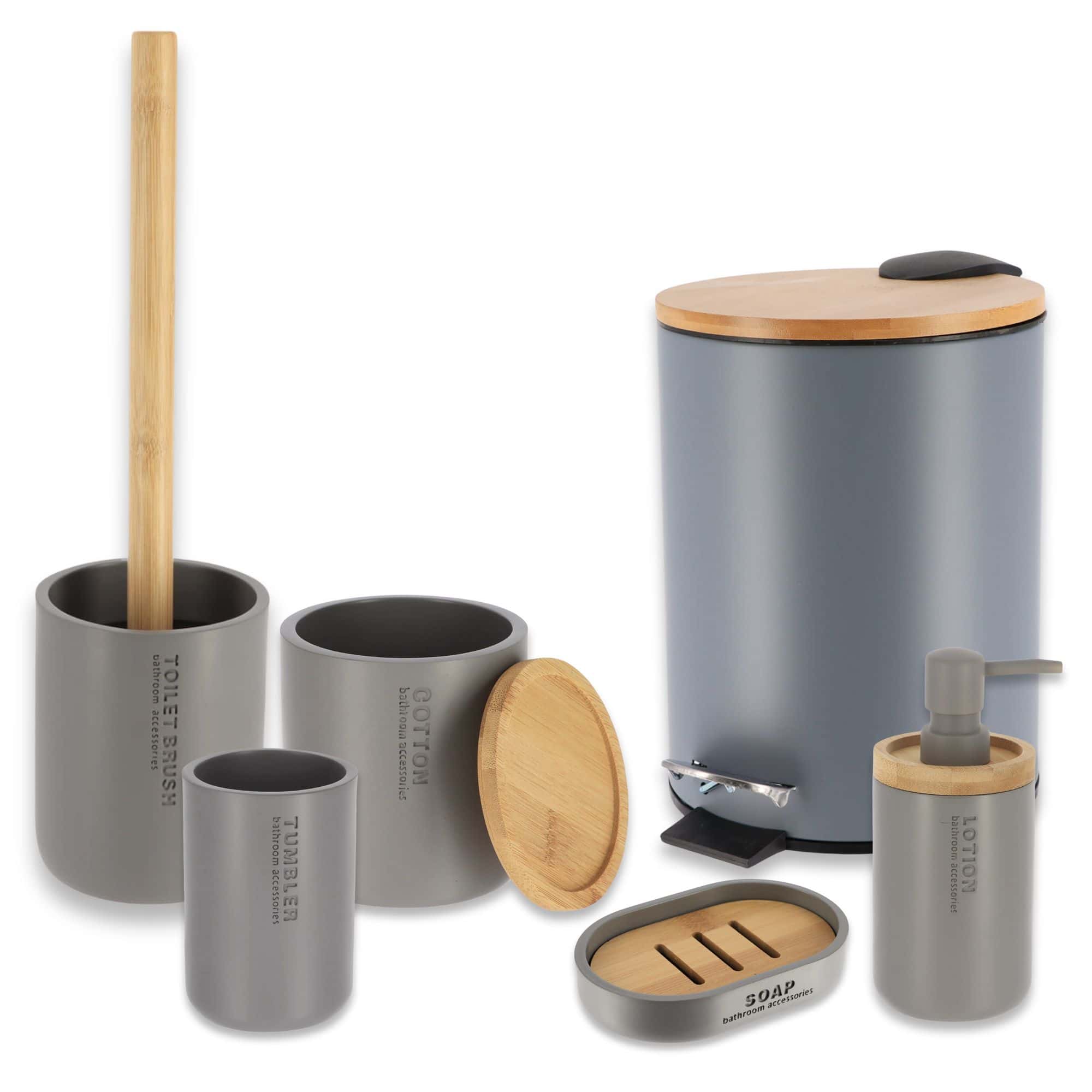 evideco-set-salle-de-bain-gris-bambou-6-pi-ces image 7