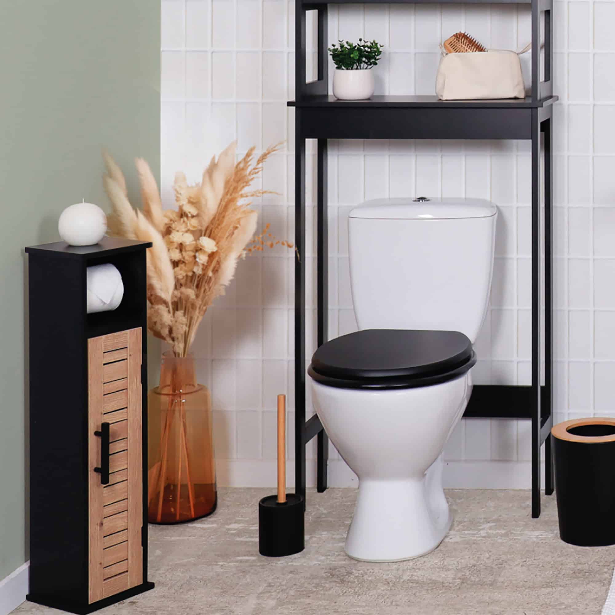 evideco-meuble-wc-noir-marron-bergen-6-rouleaux image 7