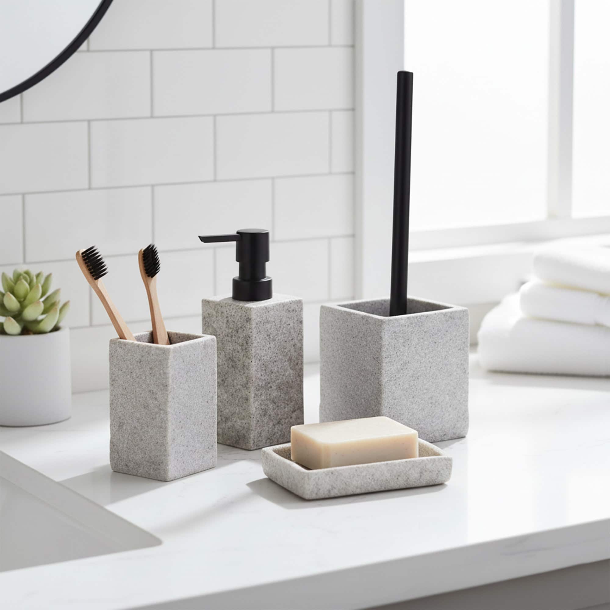 evideco-stone-set-salle-de-bain-gris-effet-pierre-4-pi-ces image 1