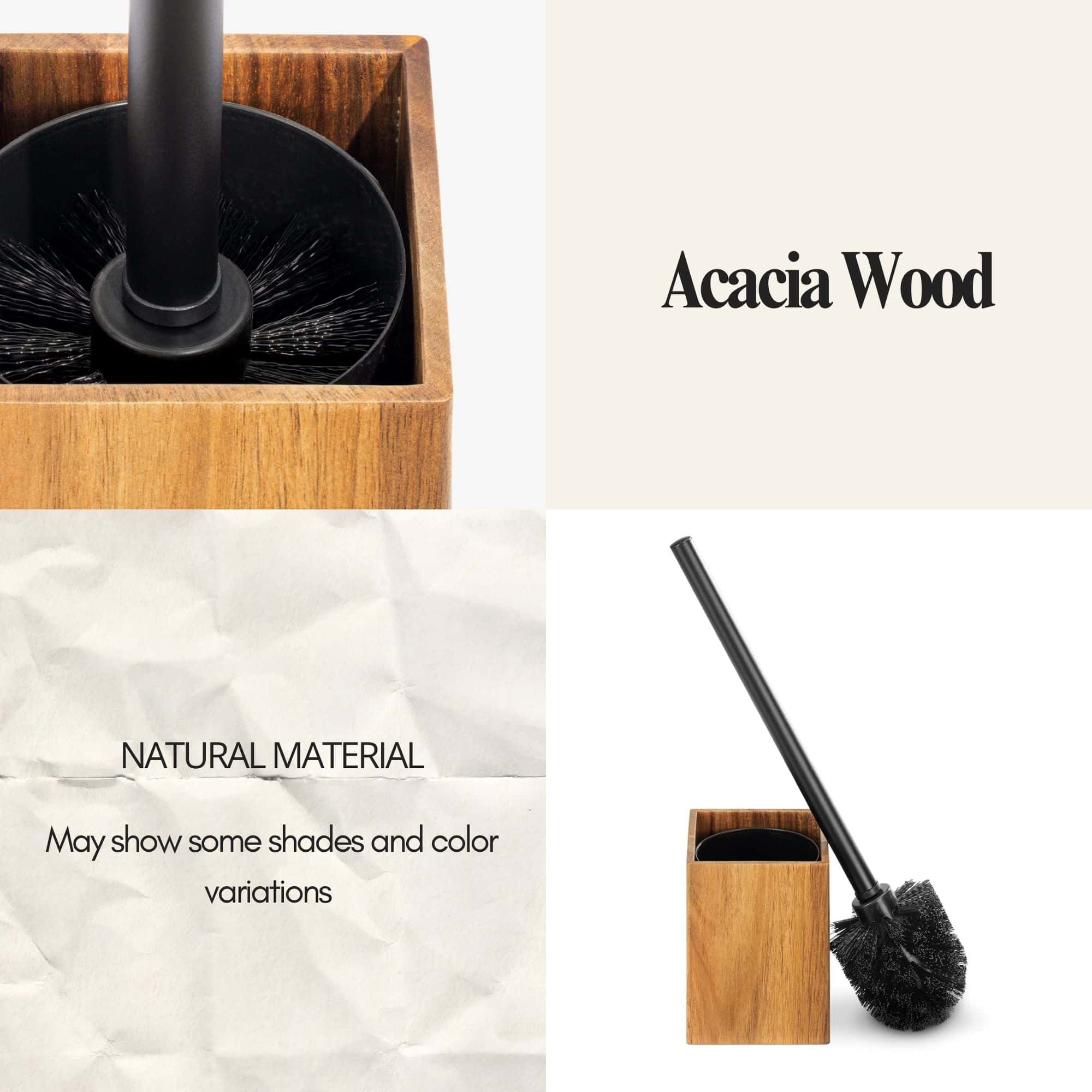 evideco-acacia-brosse-wc-bois-marron-carr-e-avec-support image 6
