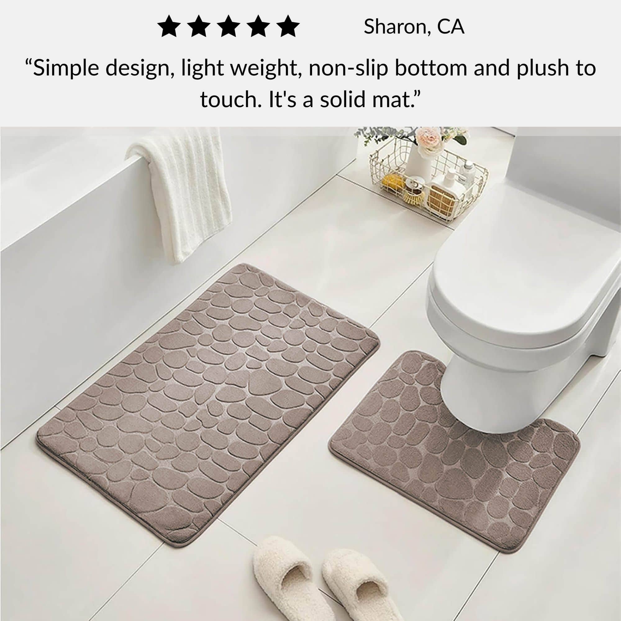 evideco-tapis-de-bain-contour-m-moire-taupe-galet-45x50-cm image 8