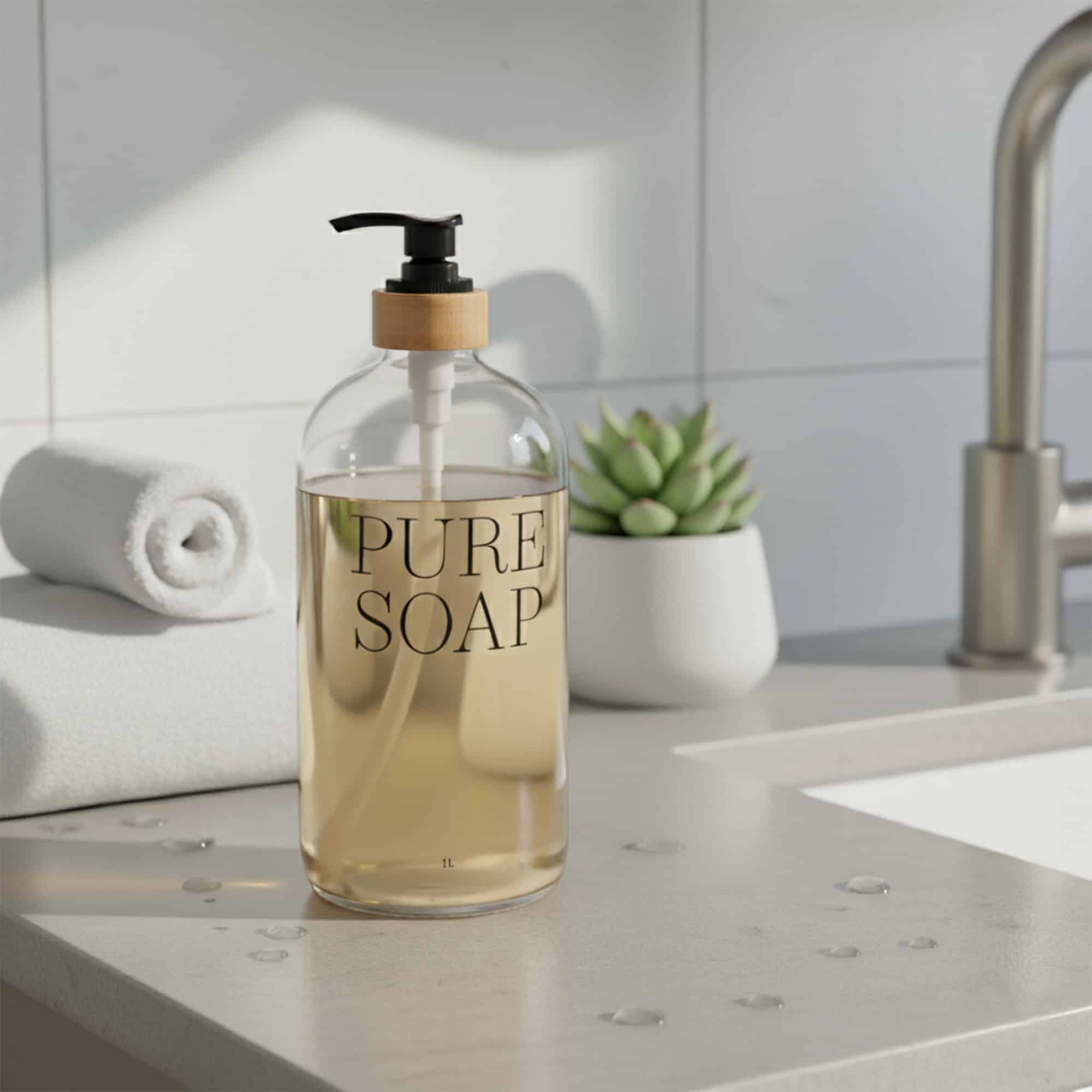 evideco-pure-soap-distributeur-savon-verre-bambou-1-l image 1