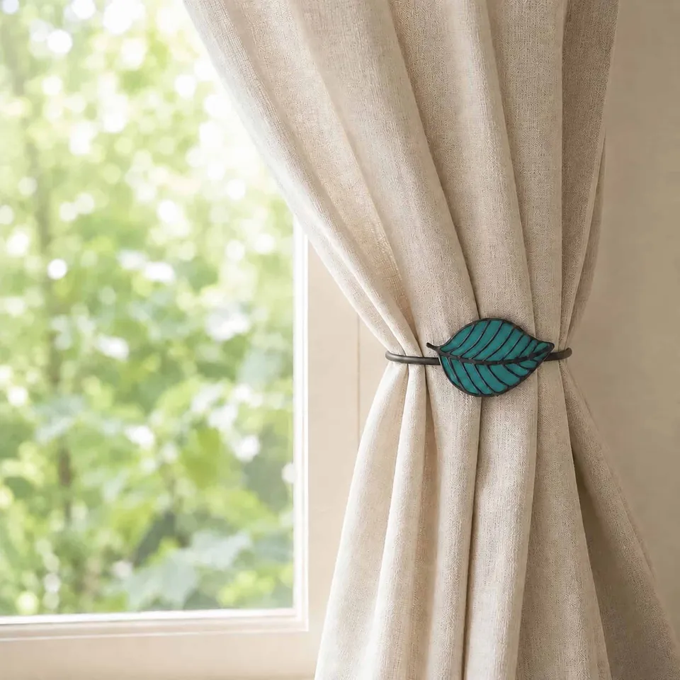 evideco-home-accessories-embrasse-rideau-magn-tique-sarcelle-feuille image 1