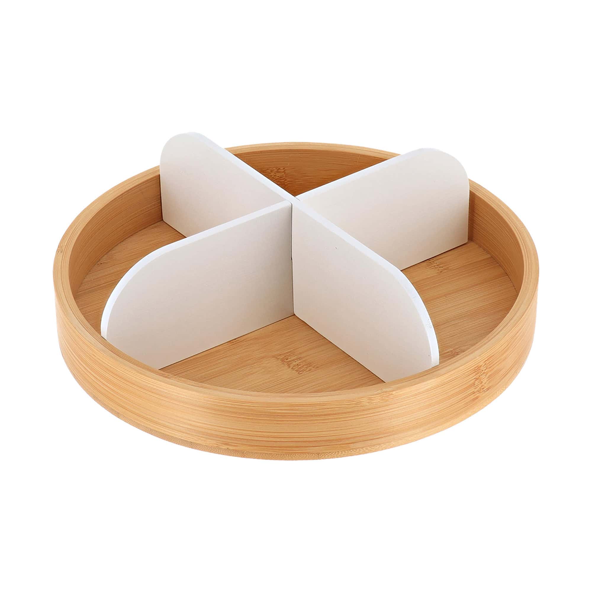 evideco-organiseur-rotatif-salle-de-bain-4-cases-bambou-blanc image 8