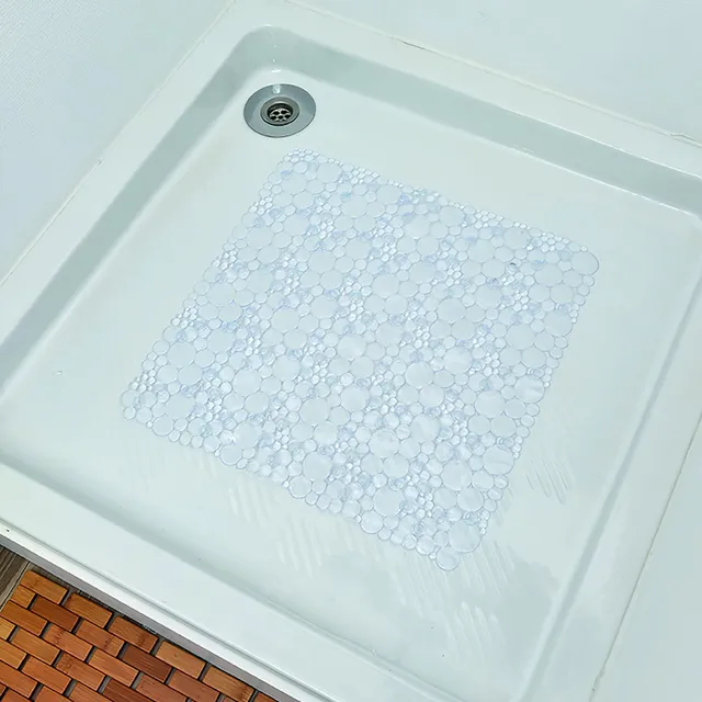 evideco-shower-accessories-tapis-douche-transparent-bulles-50x50-cm image 1