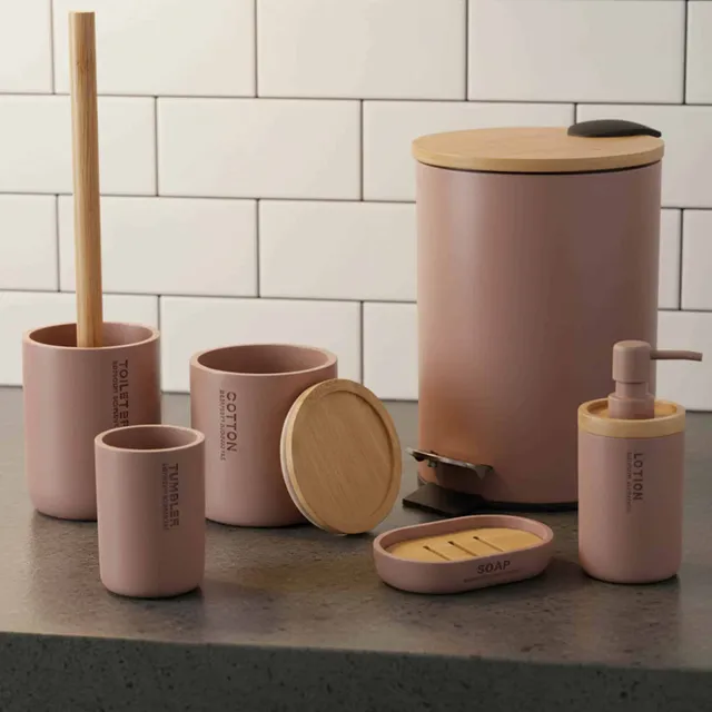 evideco-bathroom-accessories-set-salle-de-bain-6-pi-ces-cappuccino image 1