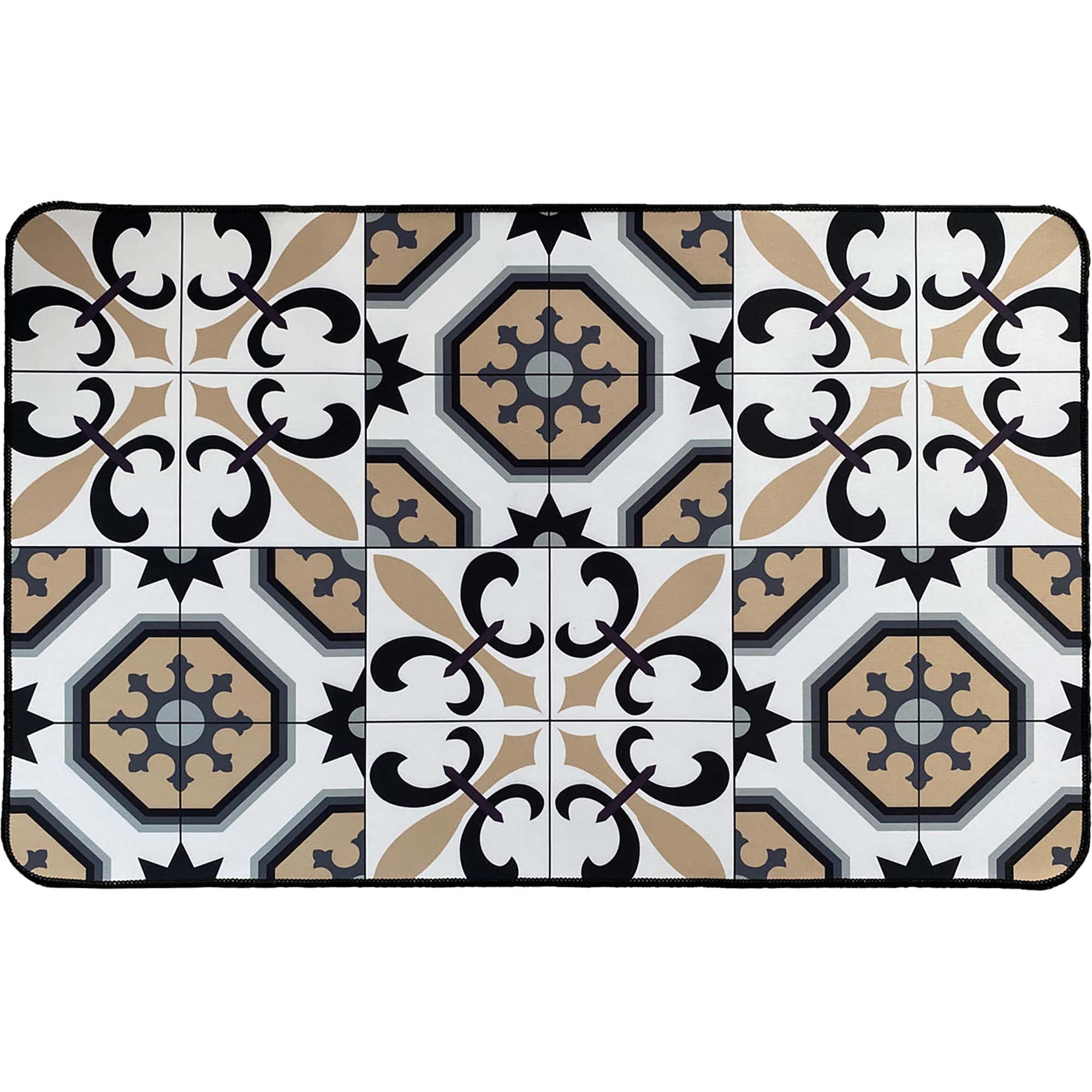 evideco-carmen-tapis-cuisine-carreaux-blanc-beige-80x50-cm image 1