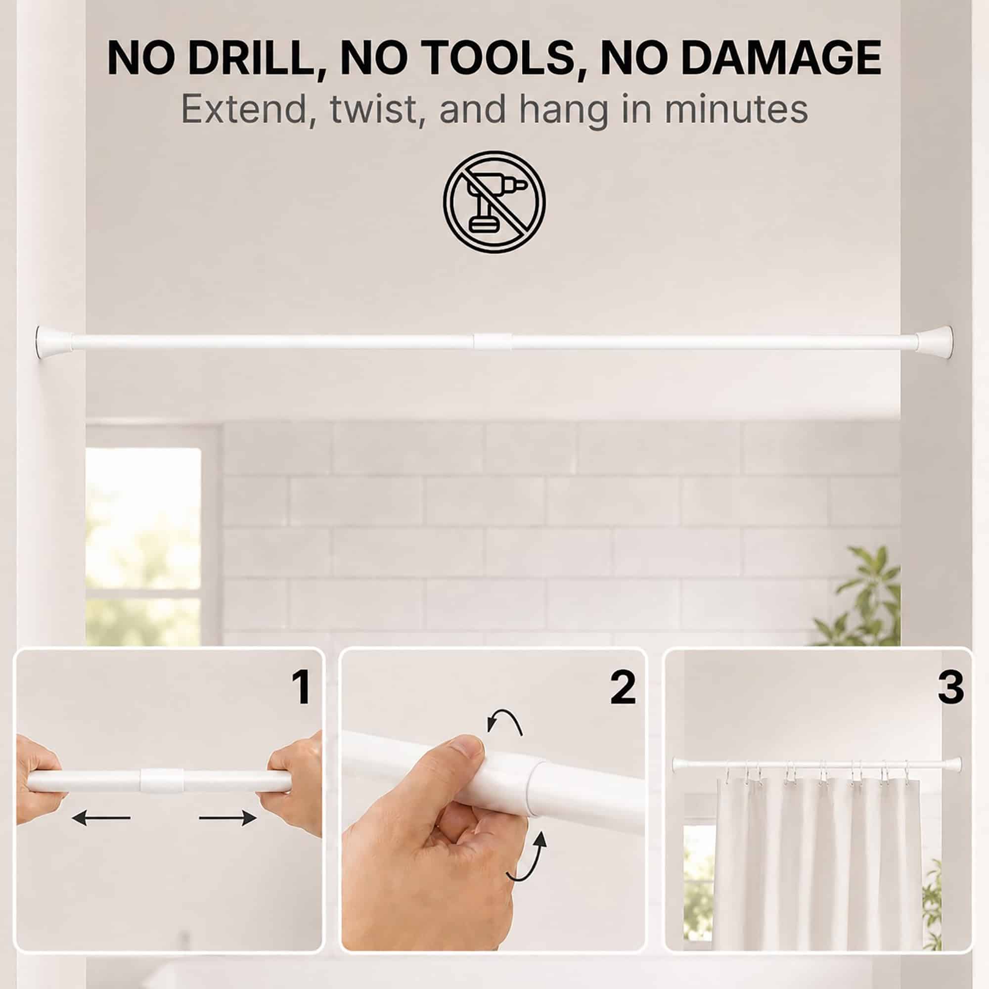evideco-tringle-douche-extensible-blanche-71-119cm-sans-per-age image 3