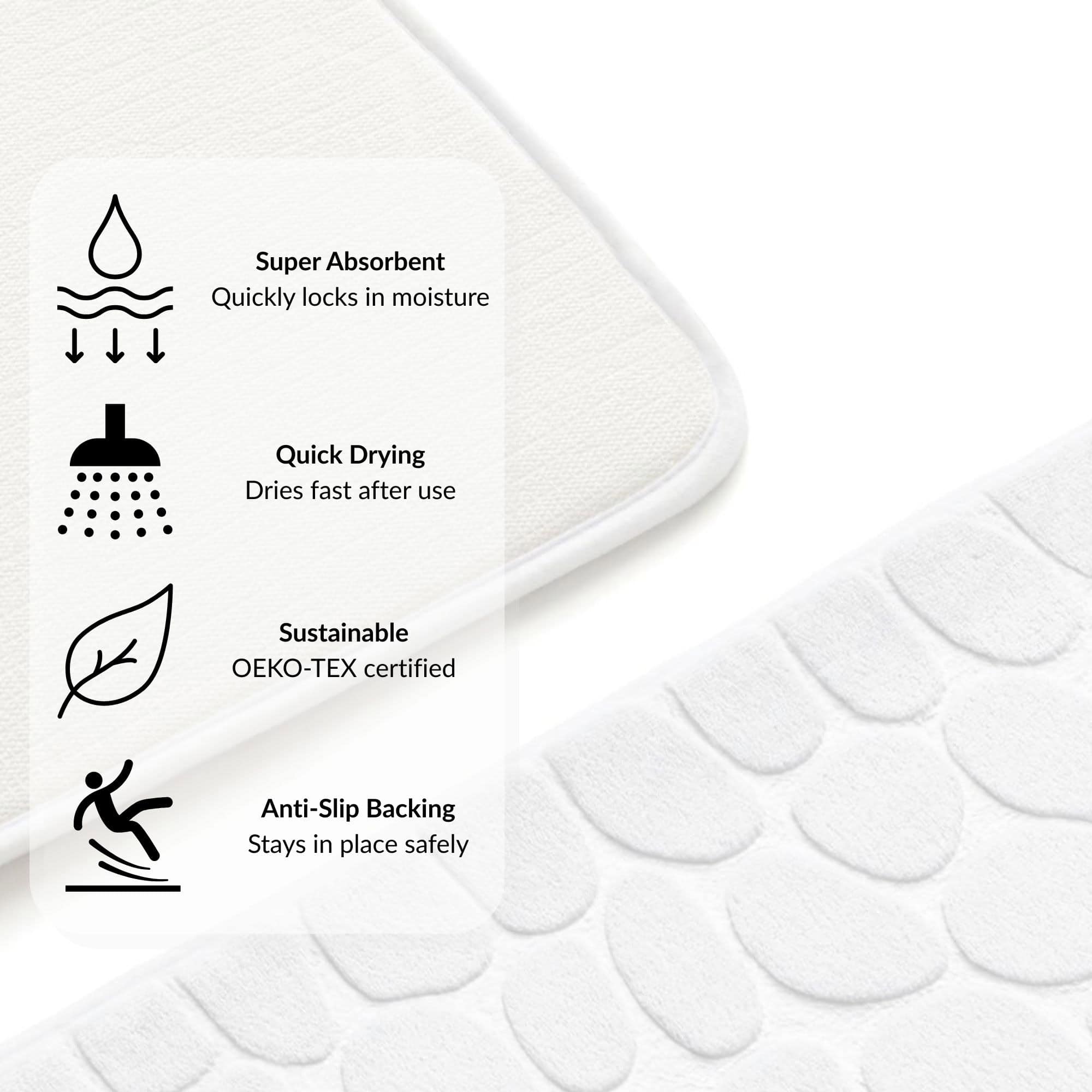 evideco-lot-3-tapis-bain-m-moire-forme-blanc-absorbant-lavable image 3