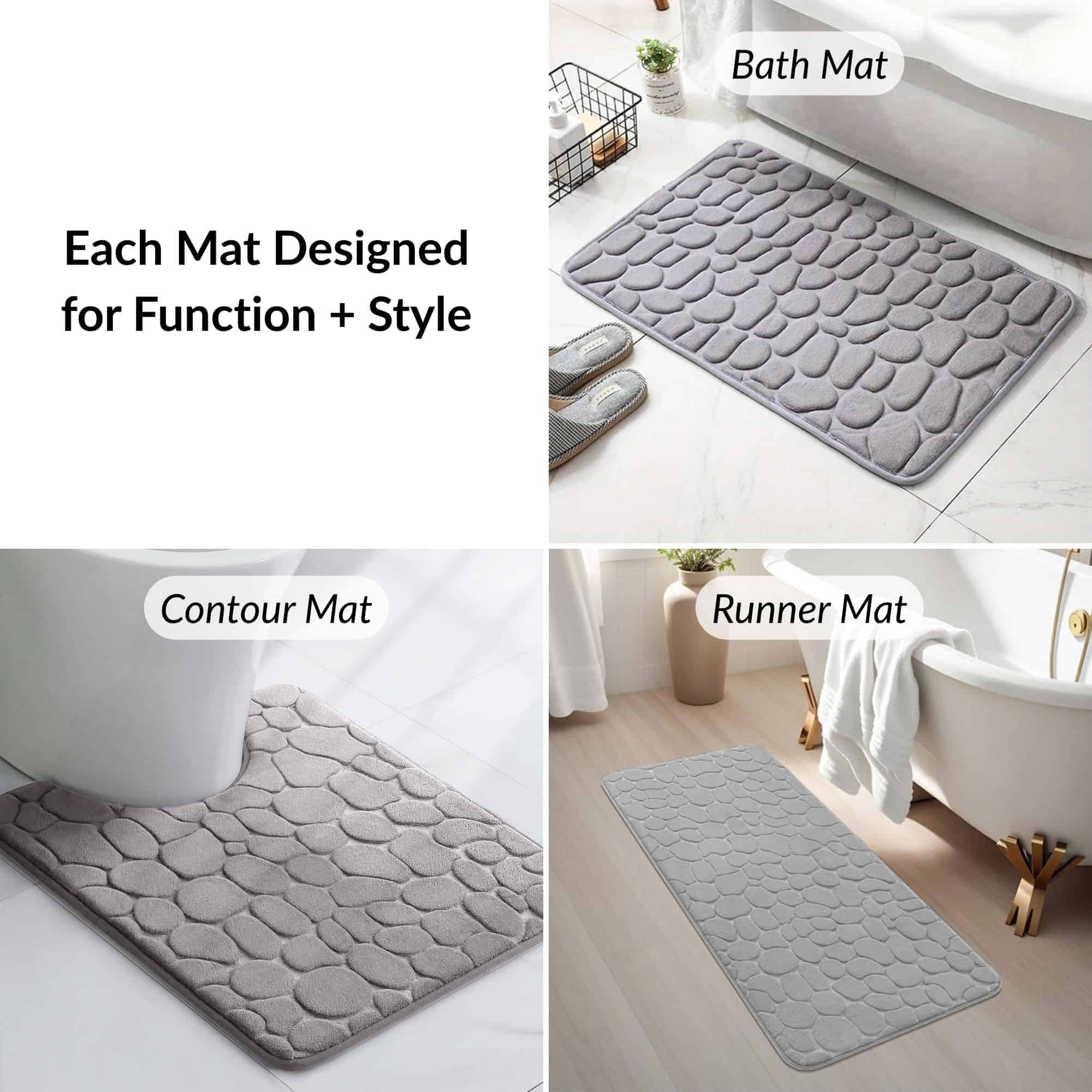 evideco-bathroom-tapis-salle-de-bain-gris-lot-3-m-moire image 4