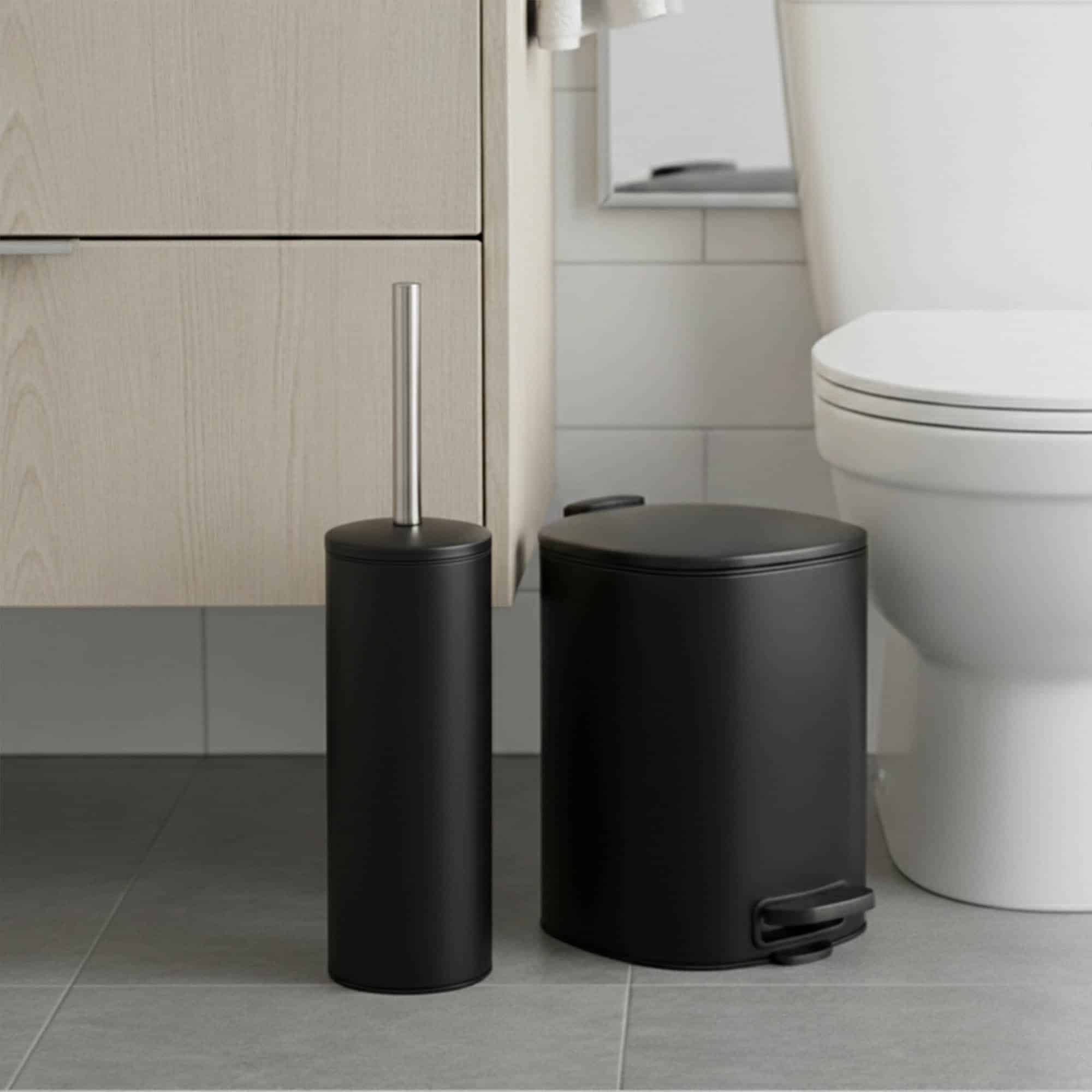 evideco-brosse-wc-noire-m-tal-carr-e-avec-support image 7