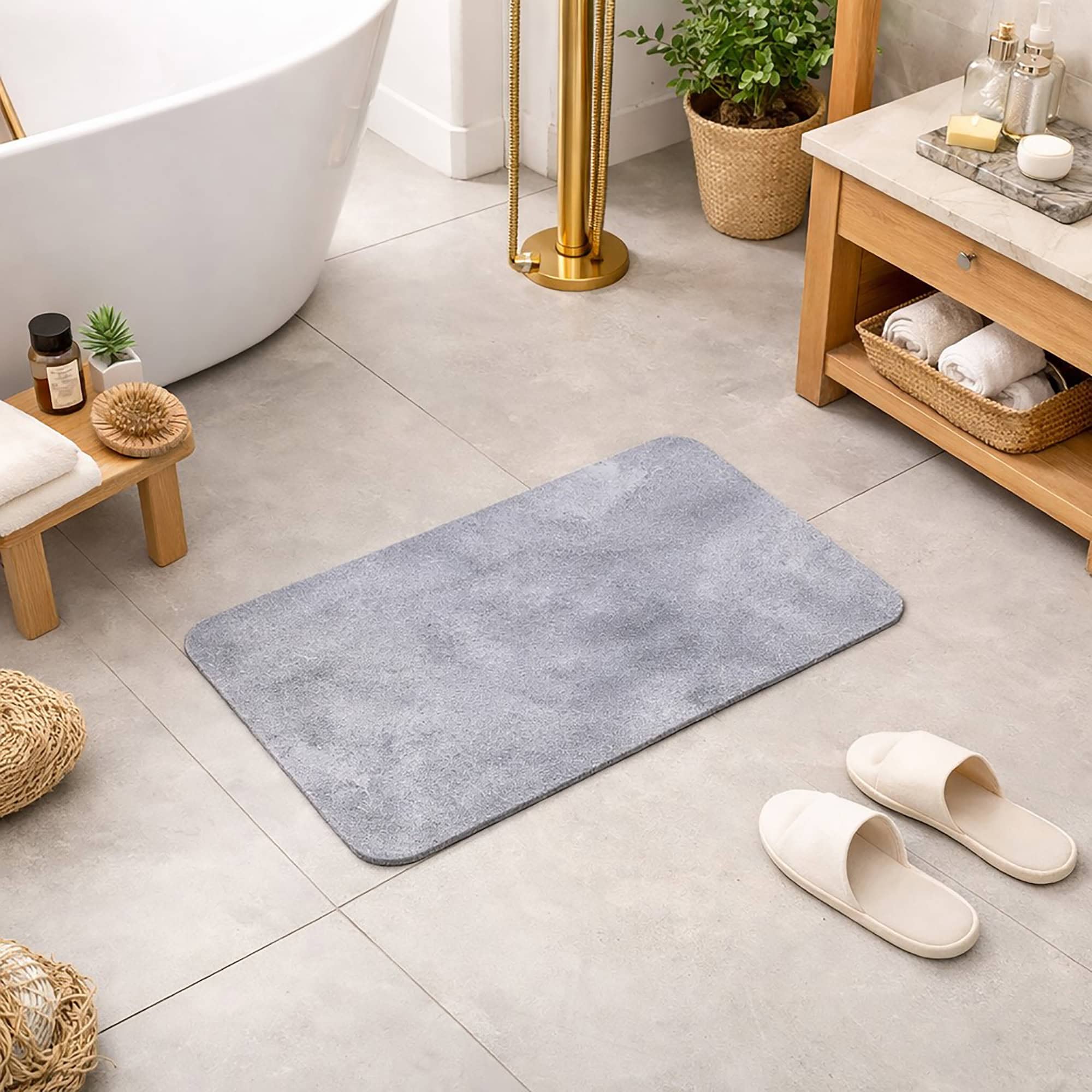 evideco-tapis-de-bain-diatomite-effet-b-ton-absorbant-60x40 image 1