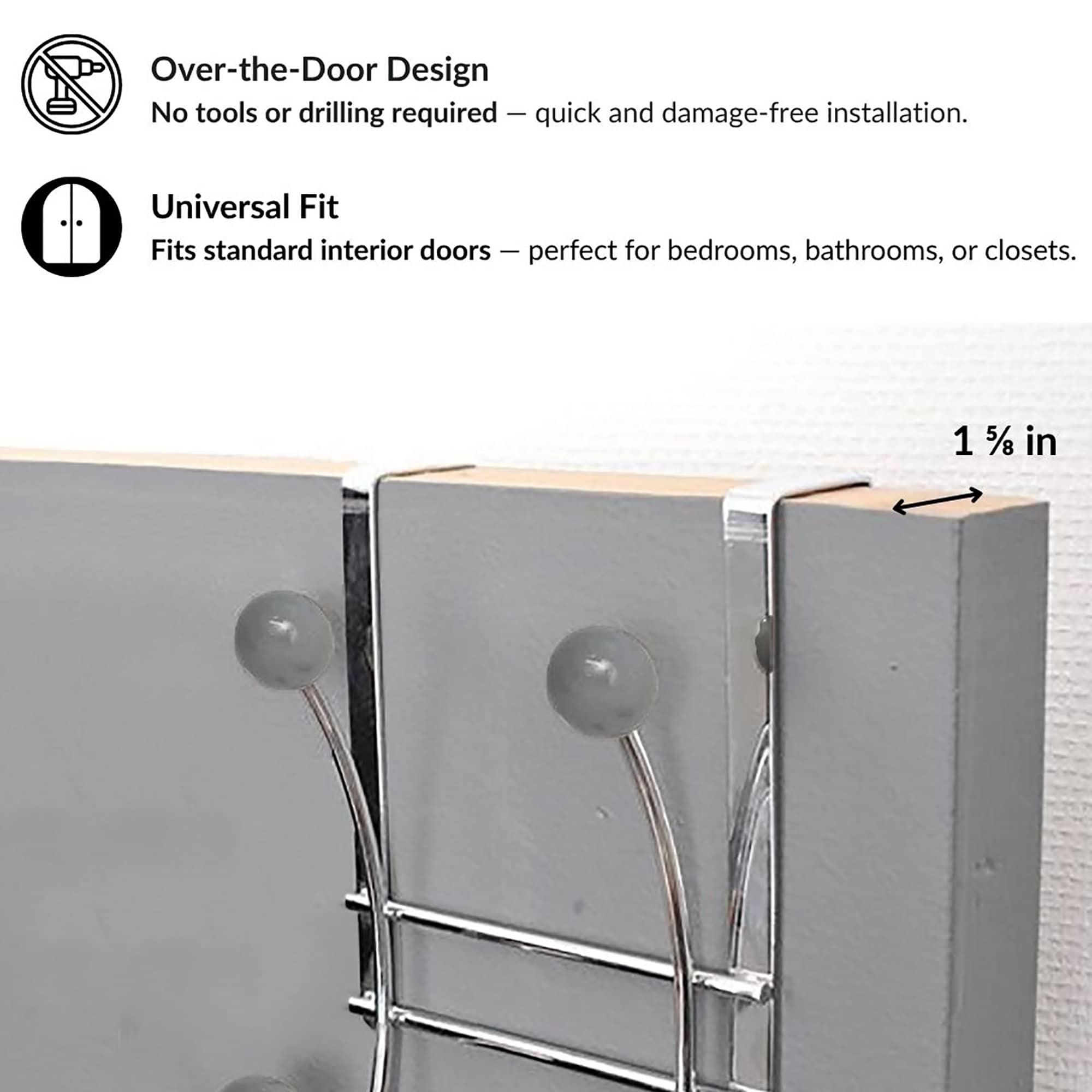 evideco-porte-manteau-de-porte-chrome-4-crochets-gris image 5