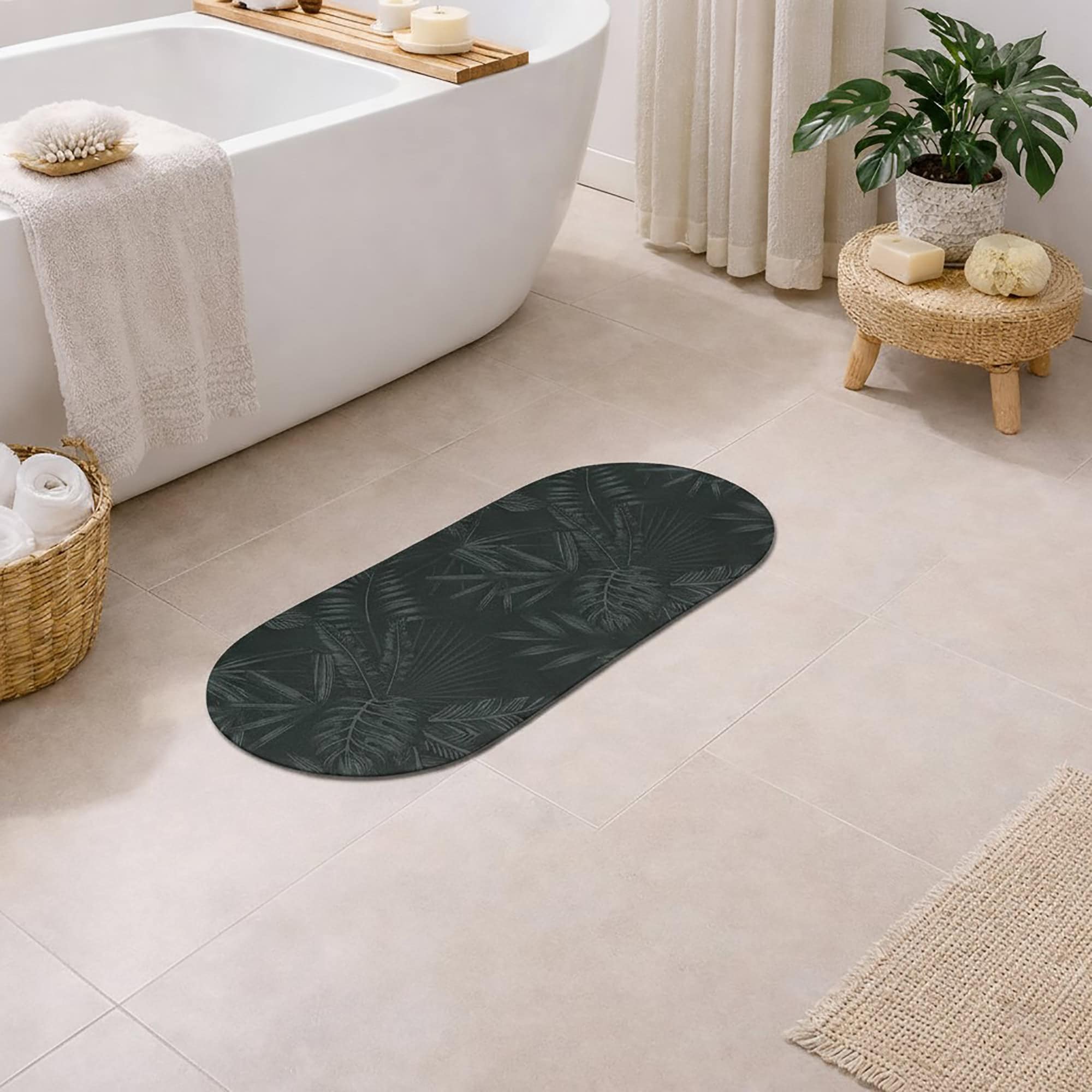 evideco-bathroom-mats-tapis-de-bain-runner-40x18-tropical-nuit-absorbant image 8
