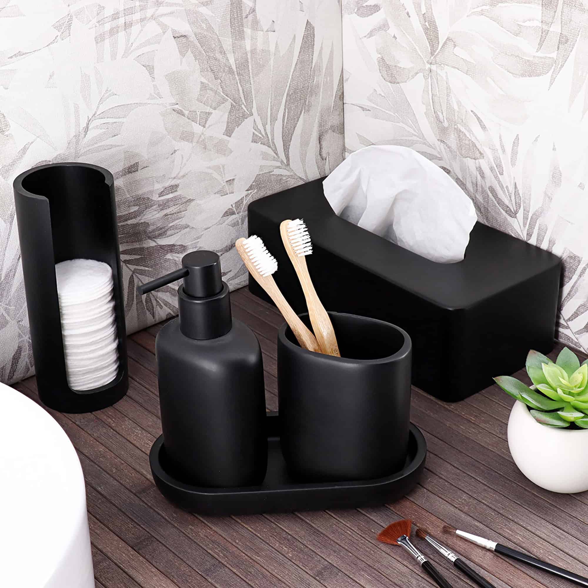 evideco-bathroom-accessories-ensemble-salle-de-bain-noir-6-pi-ces image 2