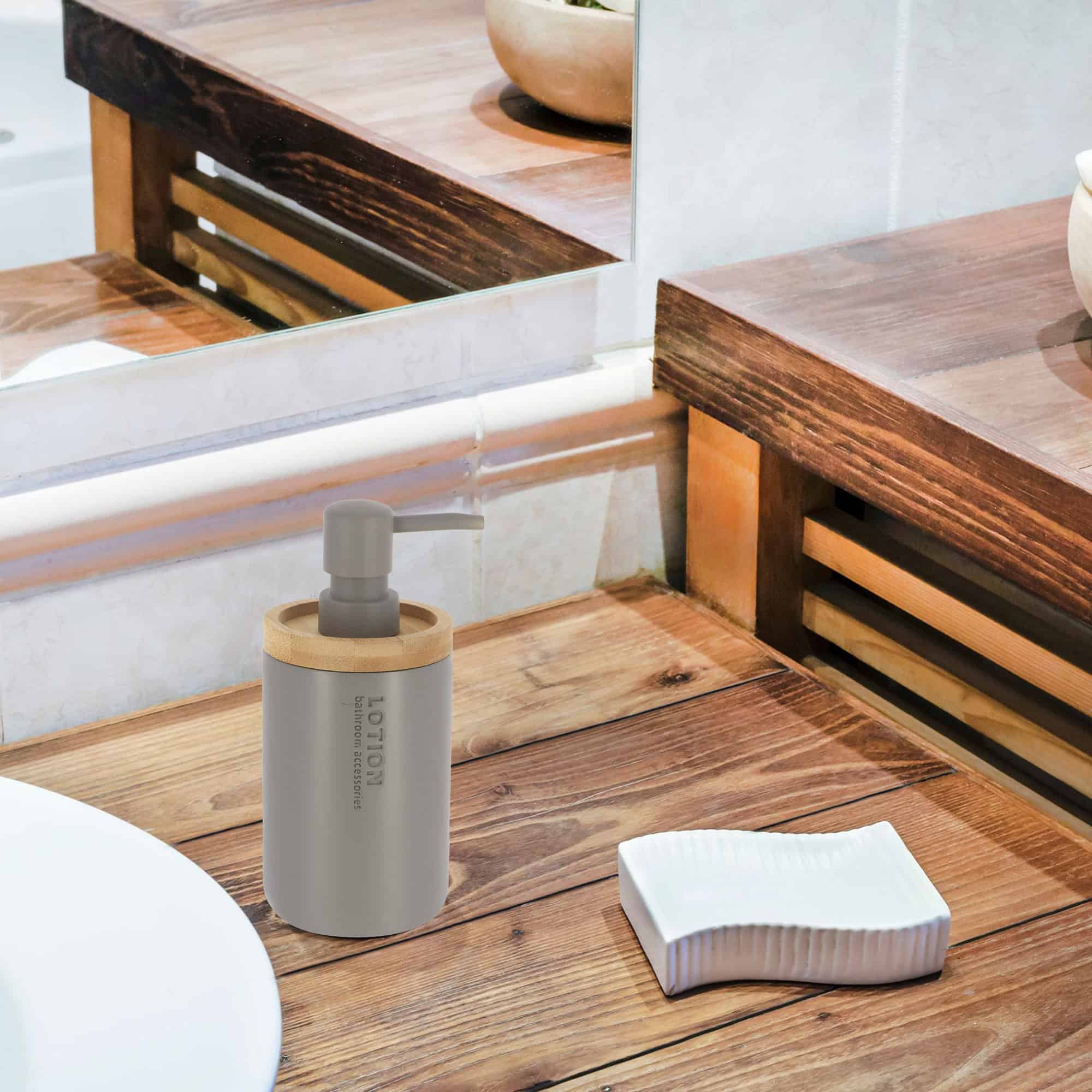 evideco-bathroom-accessories-distributeur-savon-gris-bambou-polyresine image 6