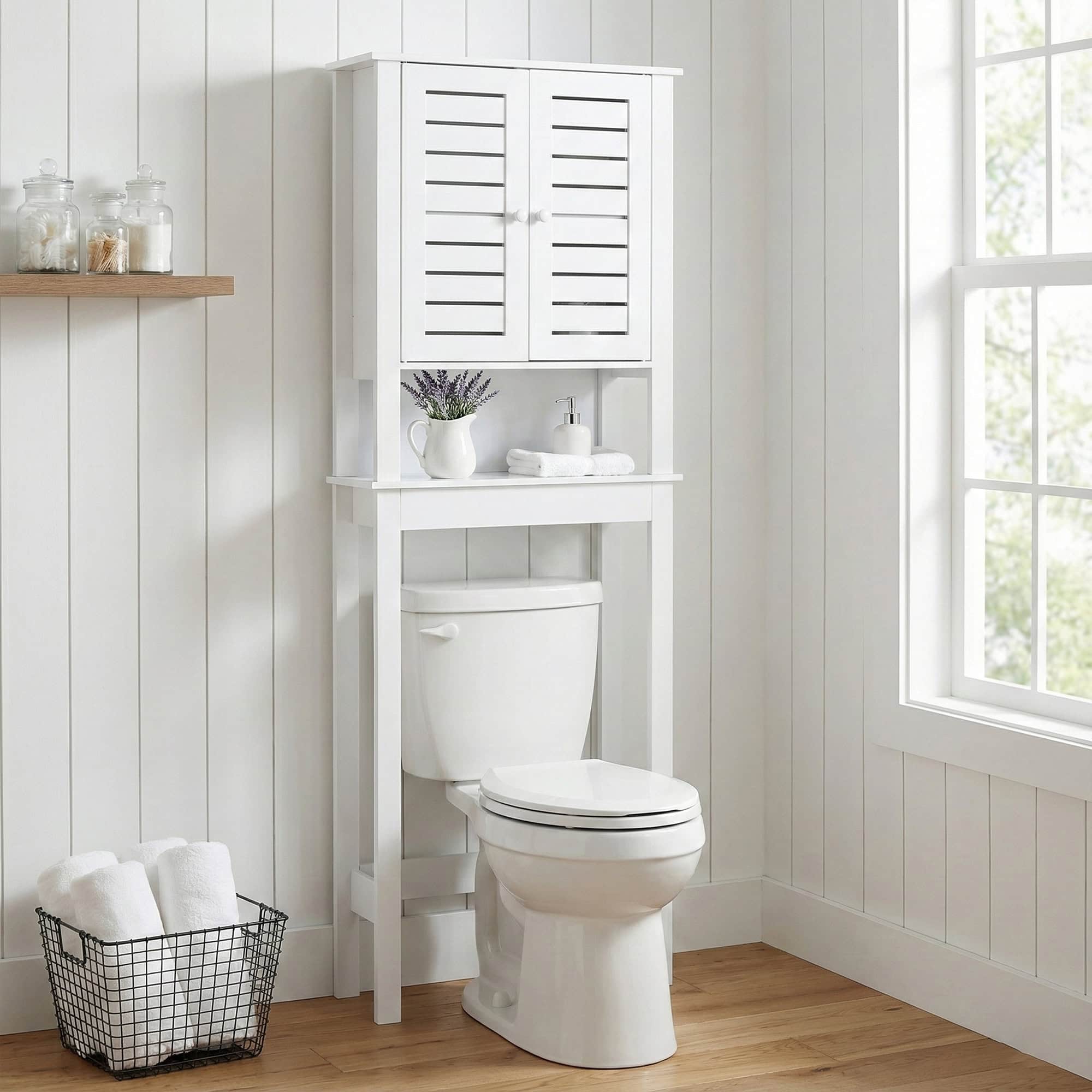 evideco-santorin-meuble-wc-blanc-2-portes-et-tag-re image 1