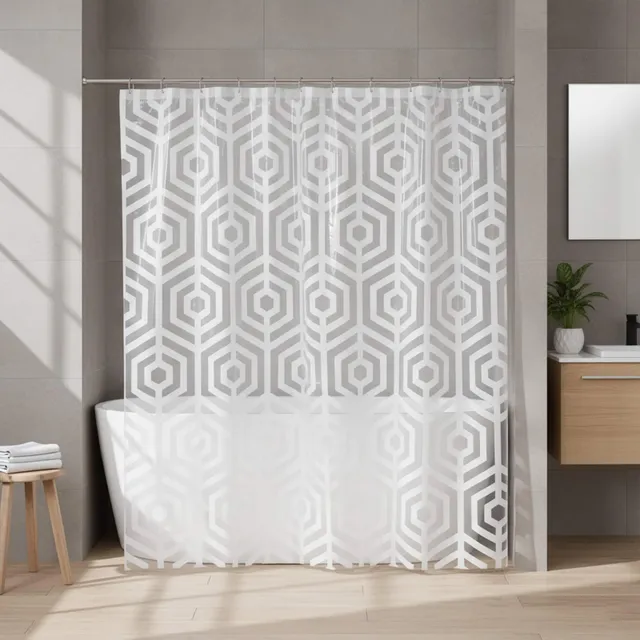 evideco-shower-accessories-rideau-de-douche-peva-hexagone-blanc-180x180 image 1
