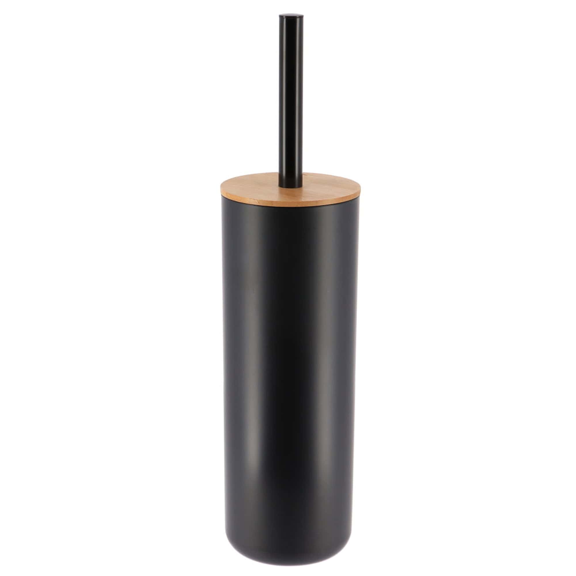 evideco-padang-brosse-wc-noire-support-couvercle-bambou image 7