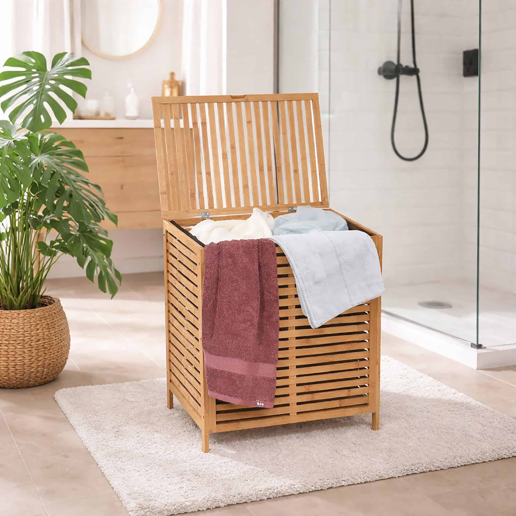 evideco-bambou-panier-linge-grand-avec-couvercle-et-sac image 3