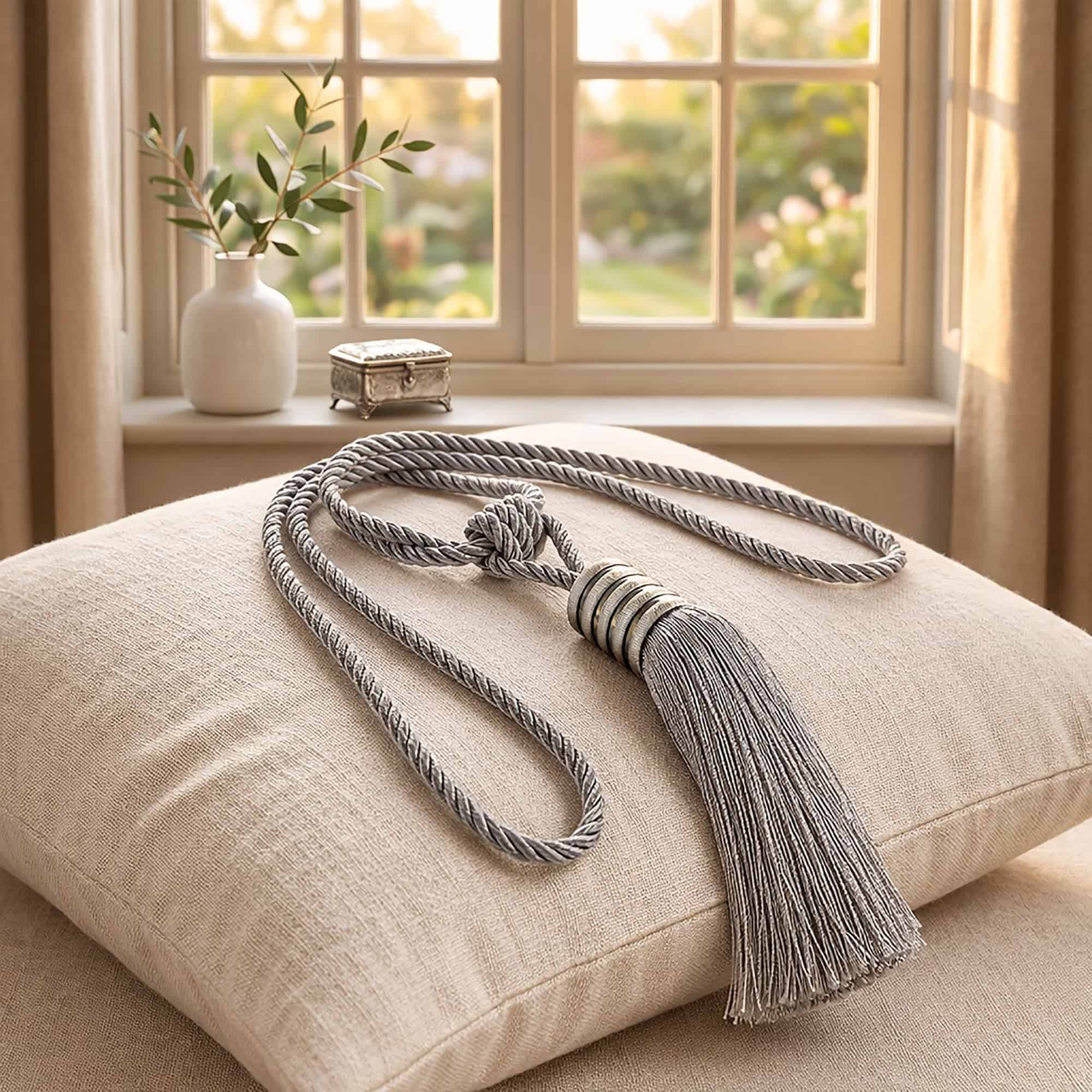 evideco-embrasse-rideau-gris-argent-pompon-84-cm image 3
