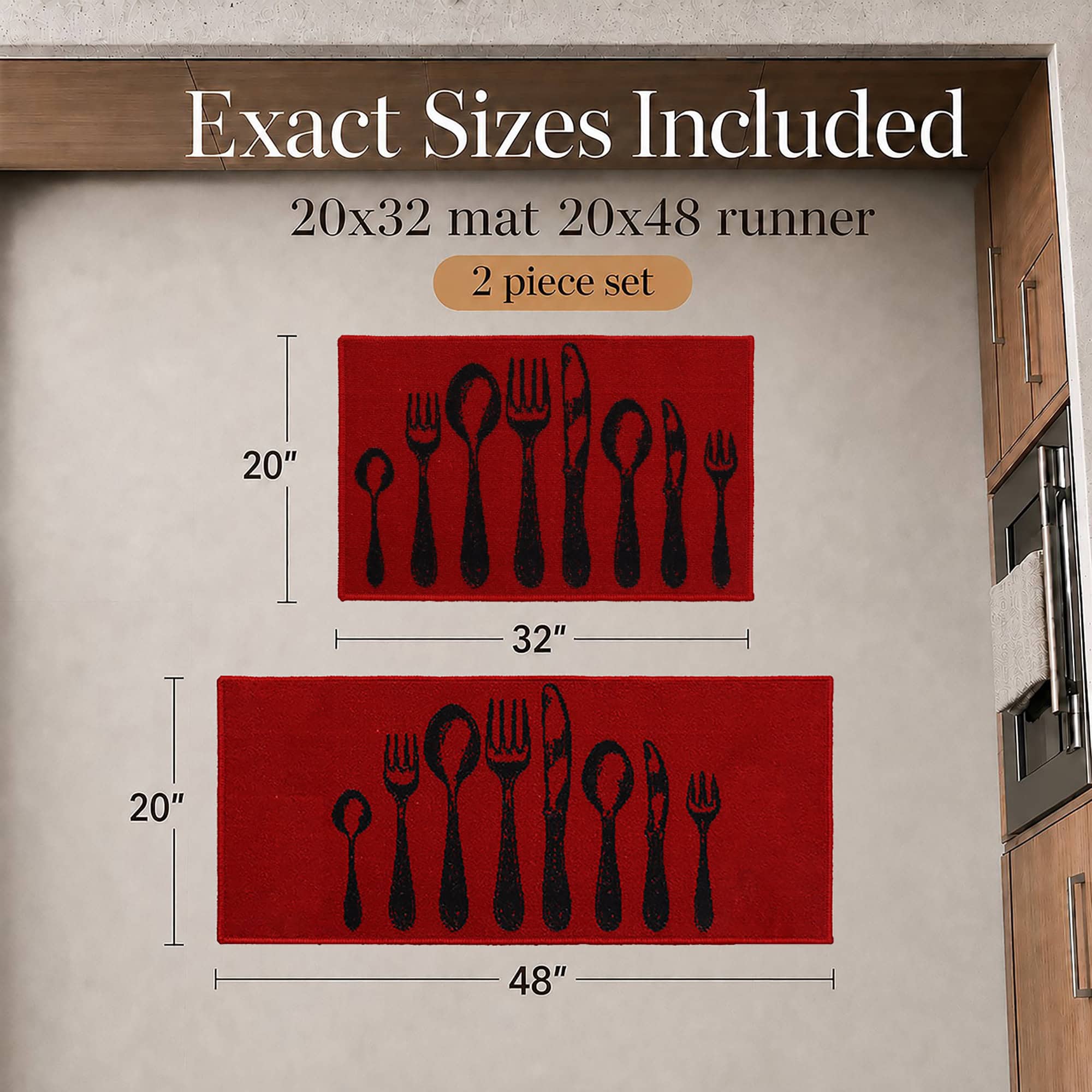 evideco-home-accessories-tapis-cuisine-rouge-couverts-lot-2 image 2