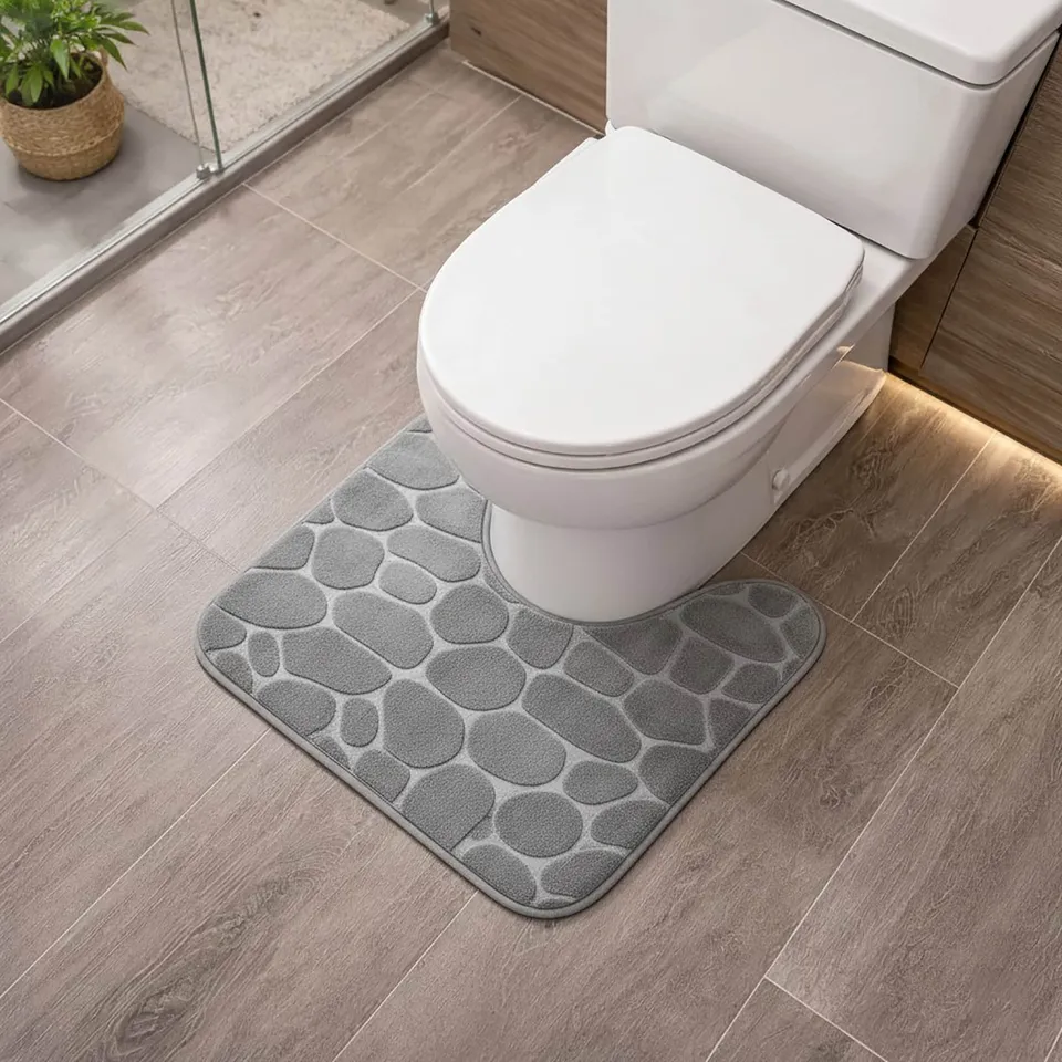 evideco-tapis-contour-wc-m-moire-gris-clair-galets-18x20 image 1