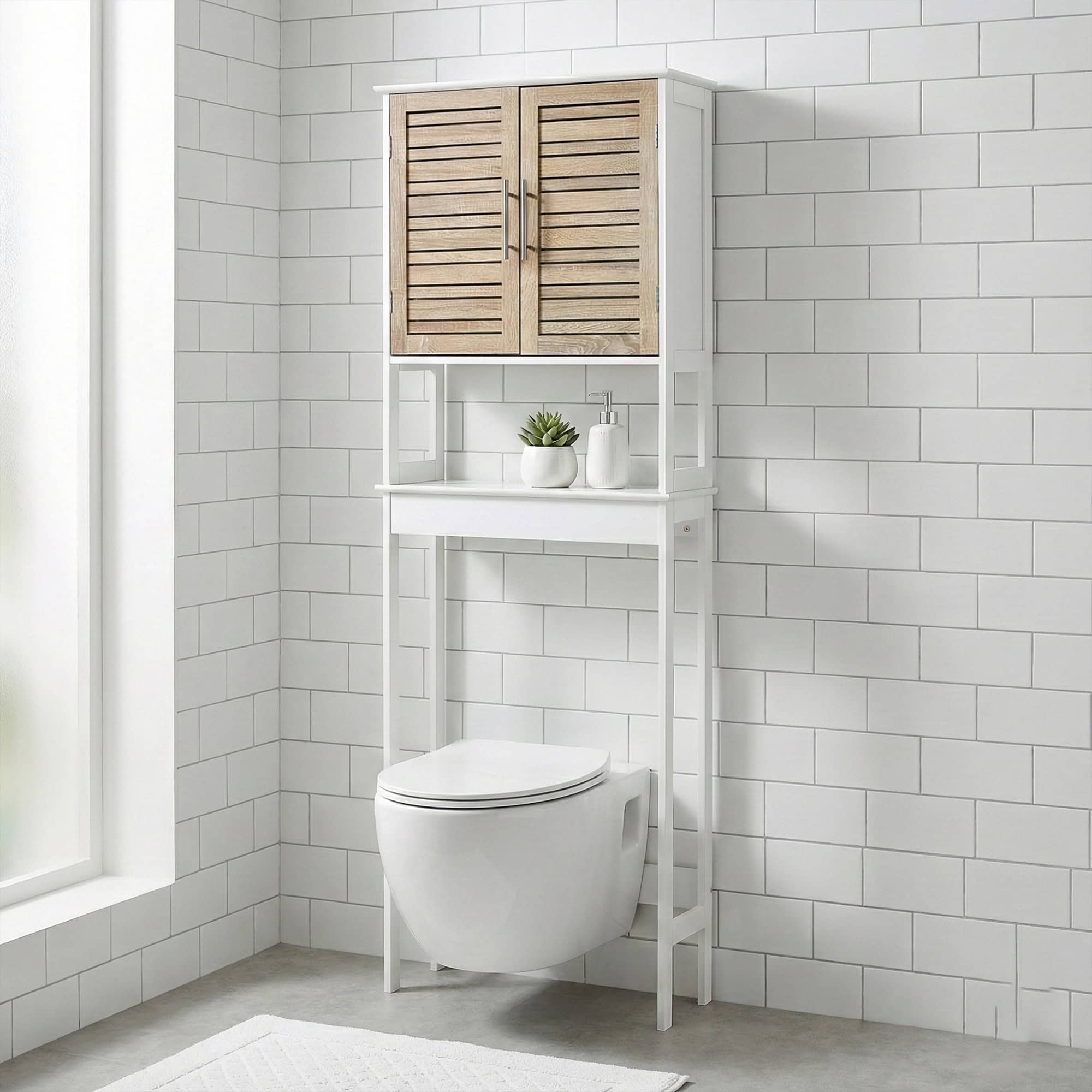 evideco-stockholm-meuble-dessus-wc-2-portes-blanc-ch-ne-tag-re image 1