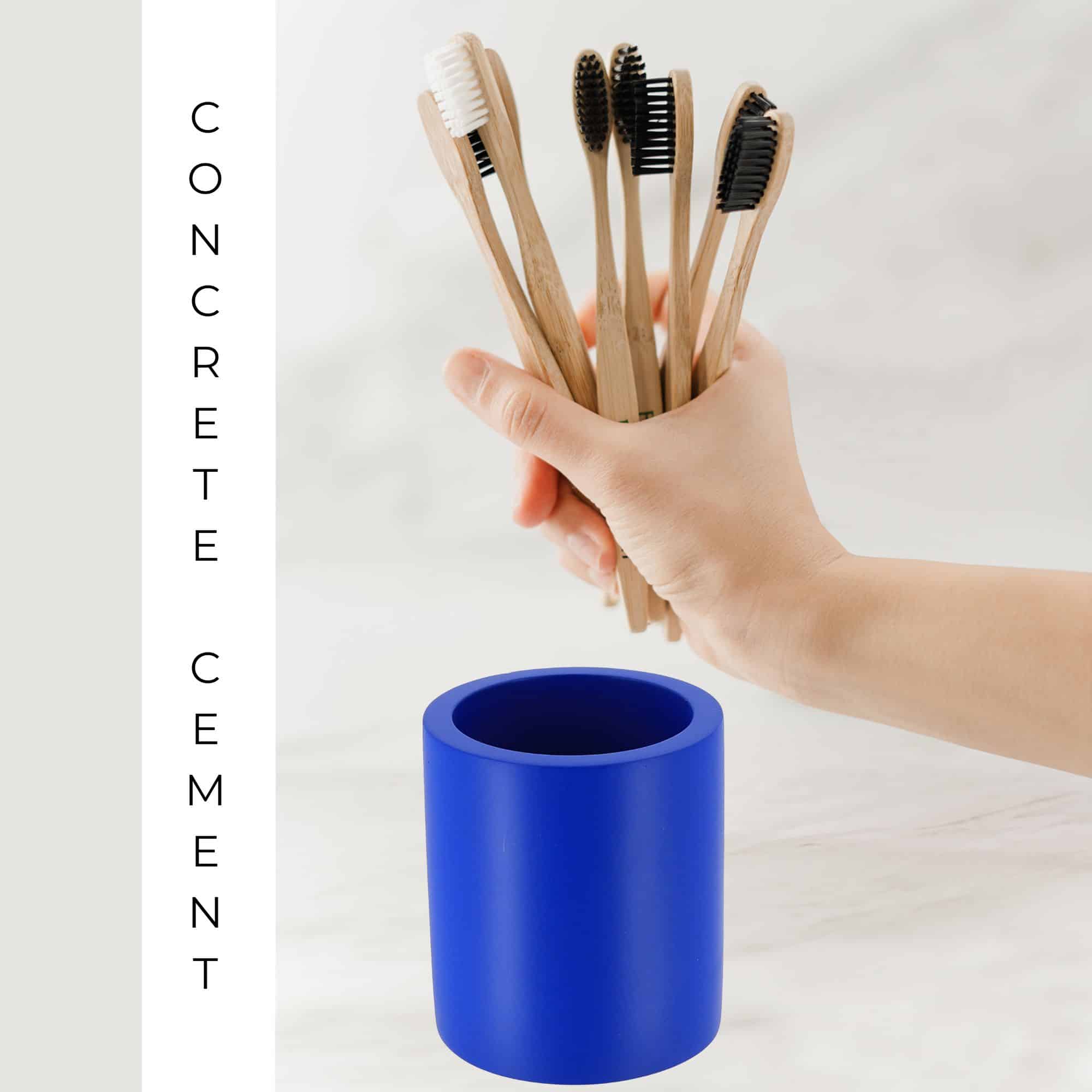 evideco-porte-brosse-dent-b-ton-bleu-gobelet-salle-de-bain image 7